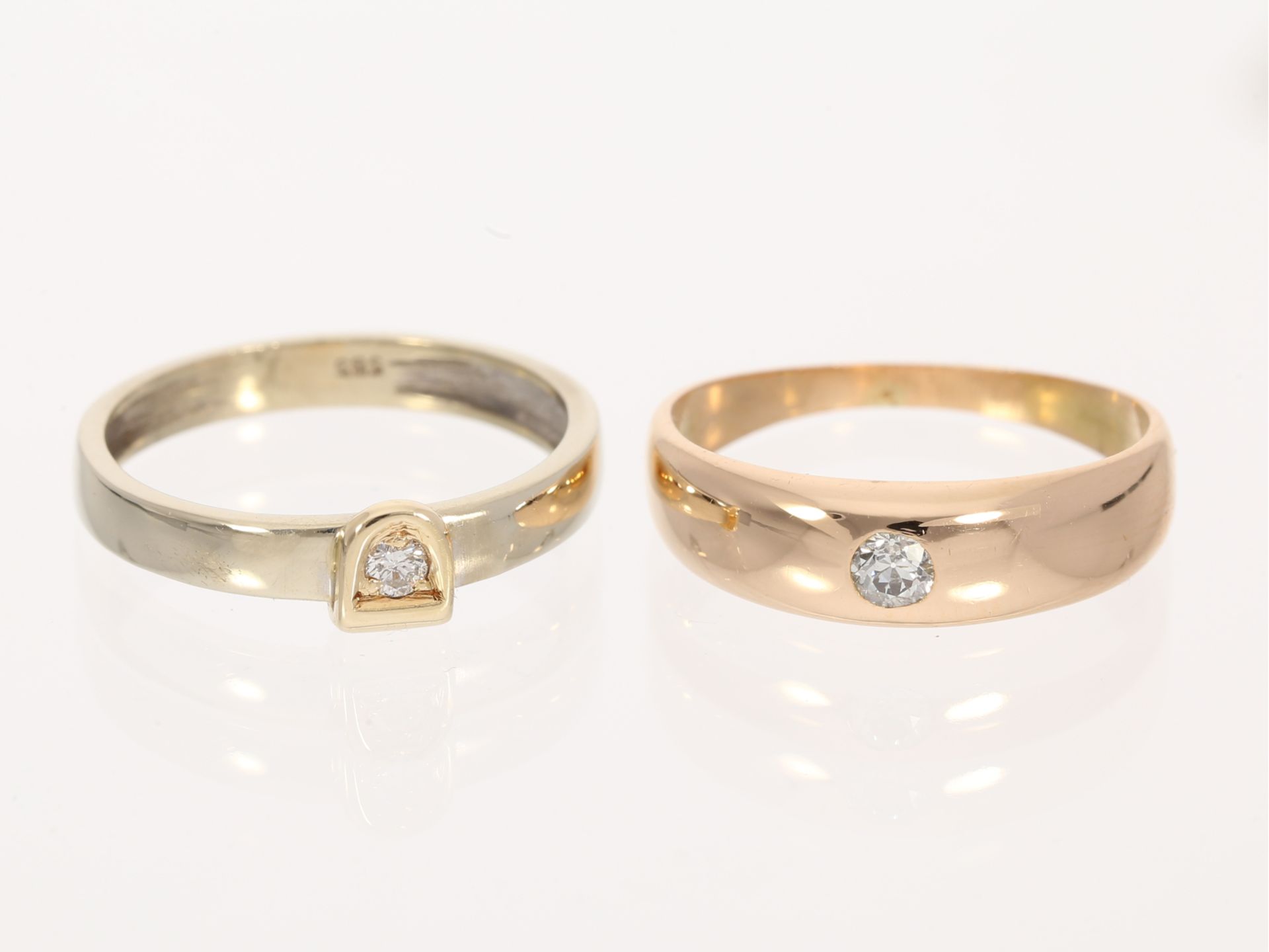 Ring: 2 Diamant/Brillant-Goldschmiederinge
