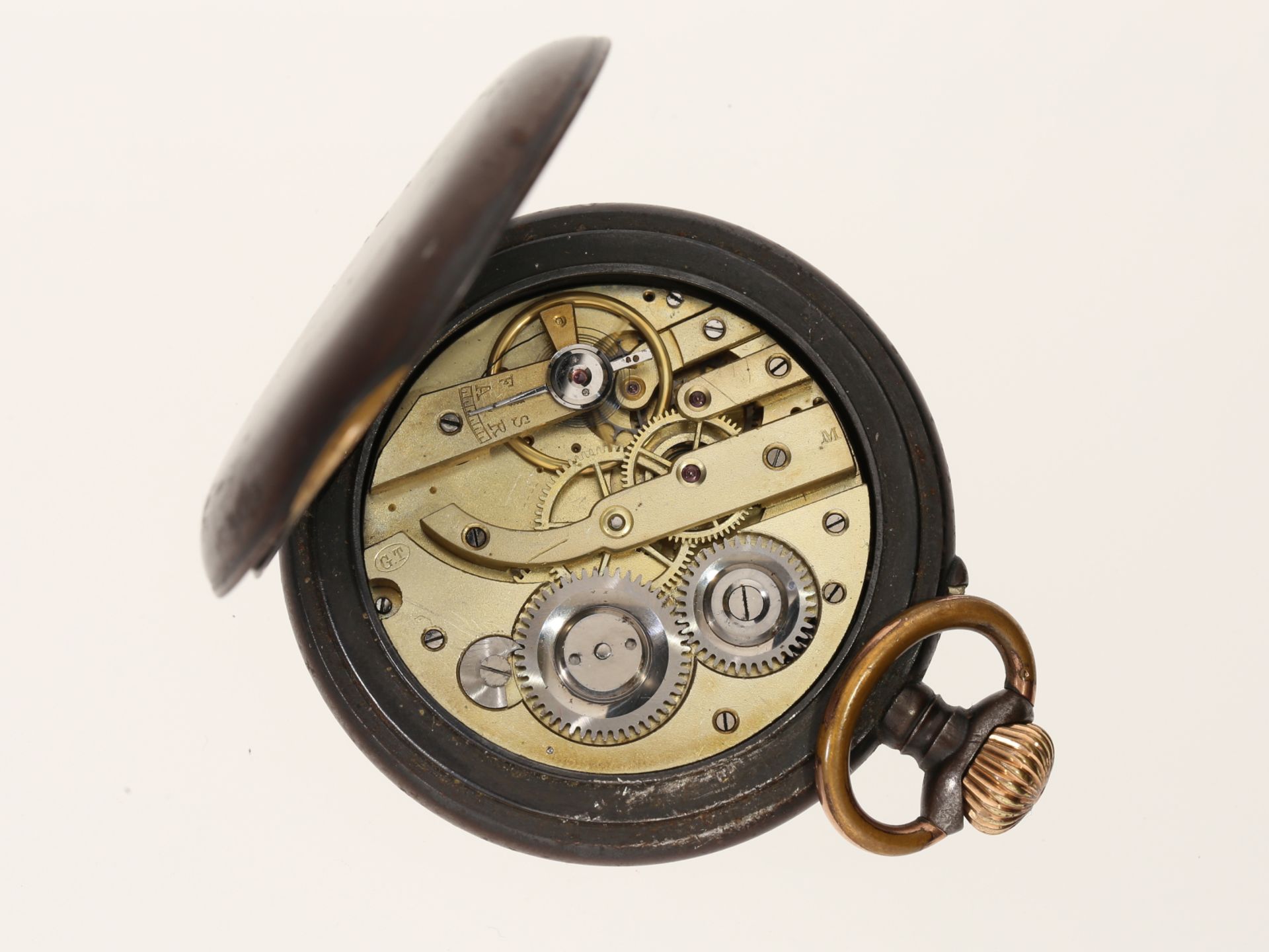 Taschenuhr: seltene digitale Taschenuhr mit springender Stunde und springender Minute, um 1900 - Bild 5 aus 5