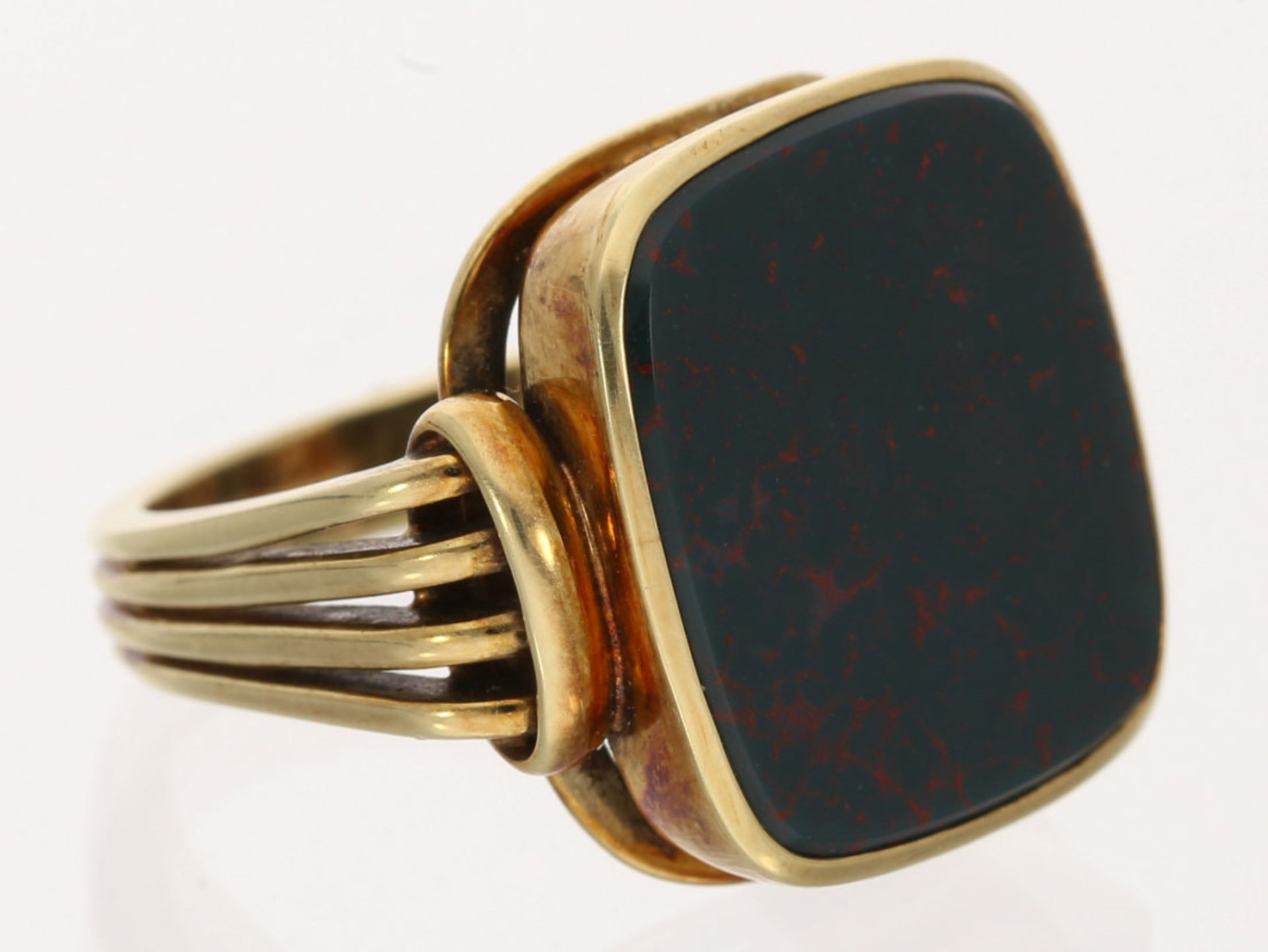 Ring: breiter goldener Siegelring mit Jaspis, vintage Handarbeit - Bild 4 aus 4