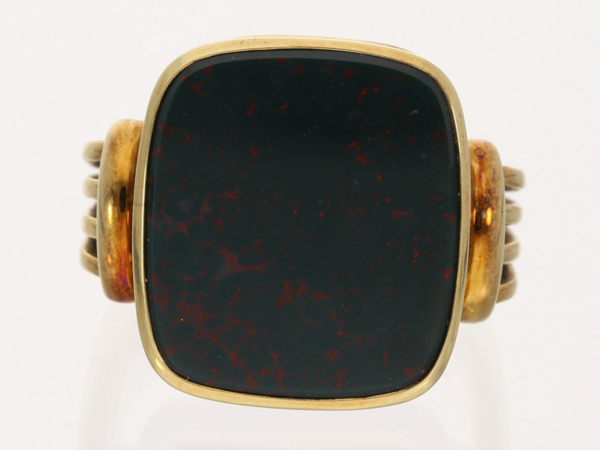 Ring: breiter goldener Siegelring mit Jaspis, vintage Handarbeit