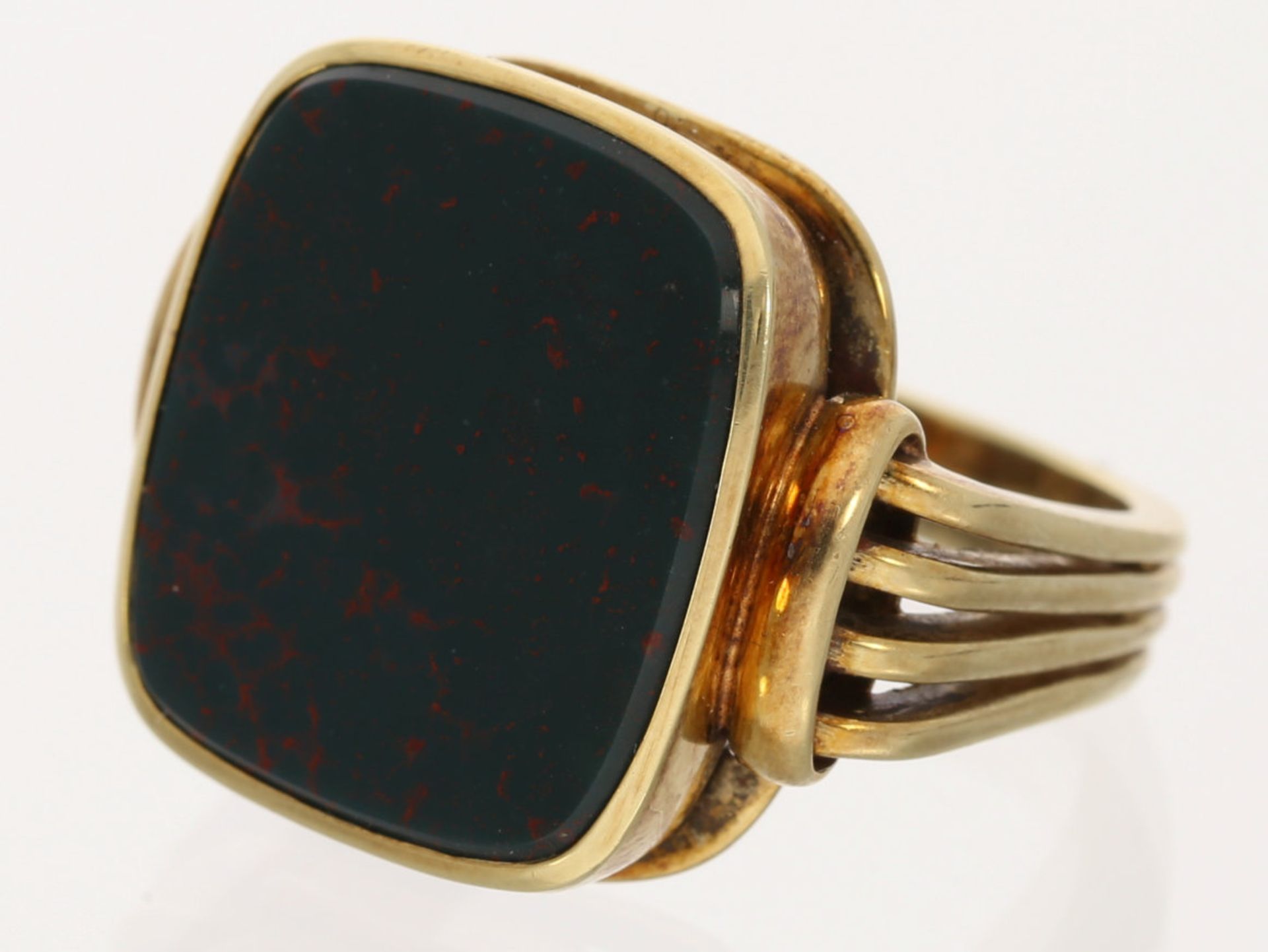 Ring: breiter goldener Siegelring mit Jaspis, vintage Handarbeit - Image 2 of 4
