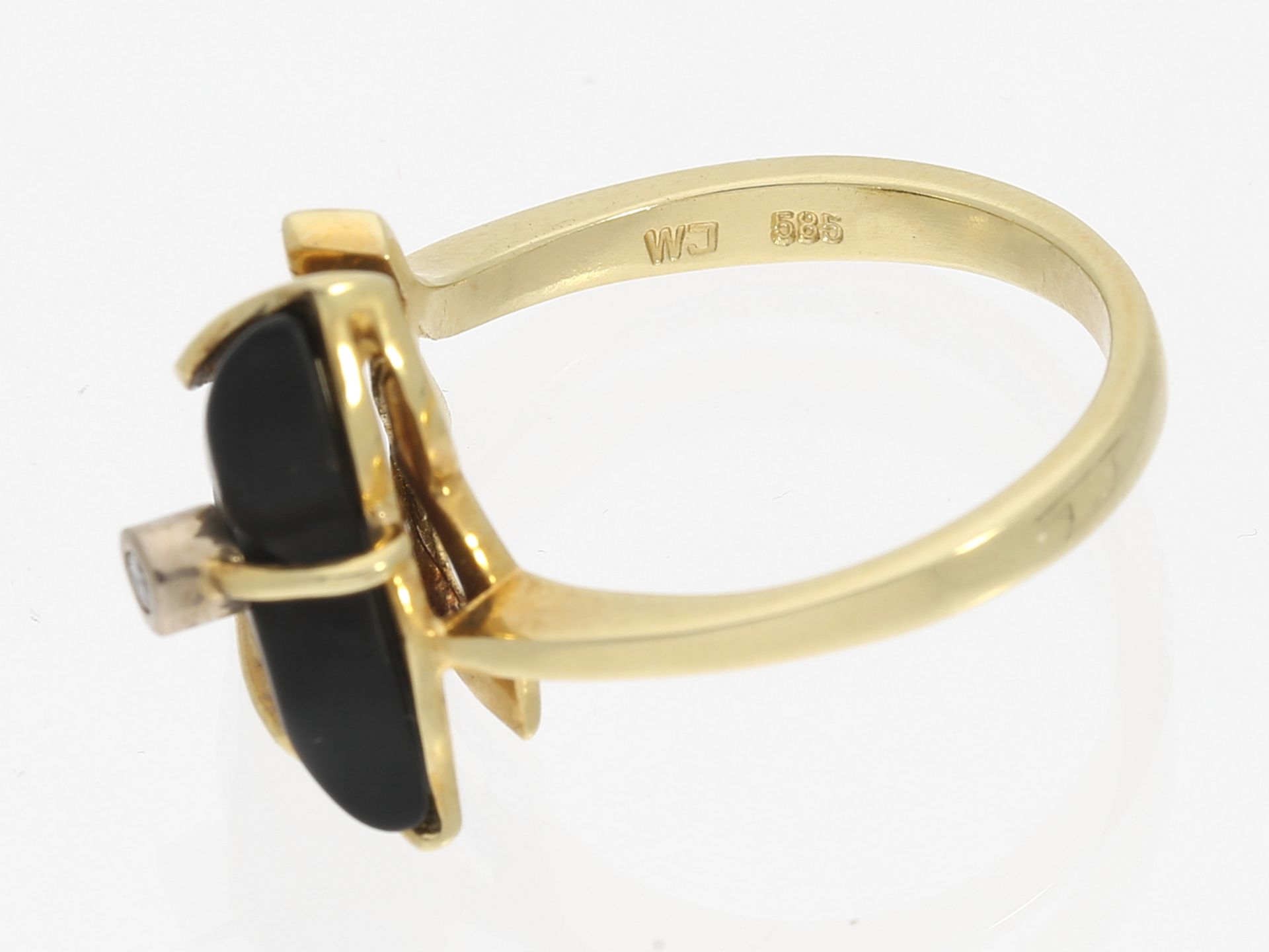 Ring: Designer-Goldschmiedering mit Onyx und Brillant - Bild 3 aus 4