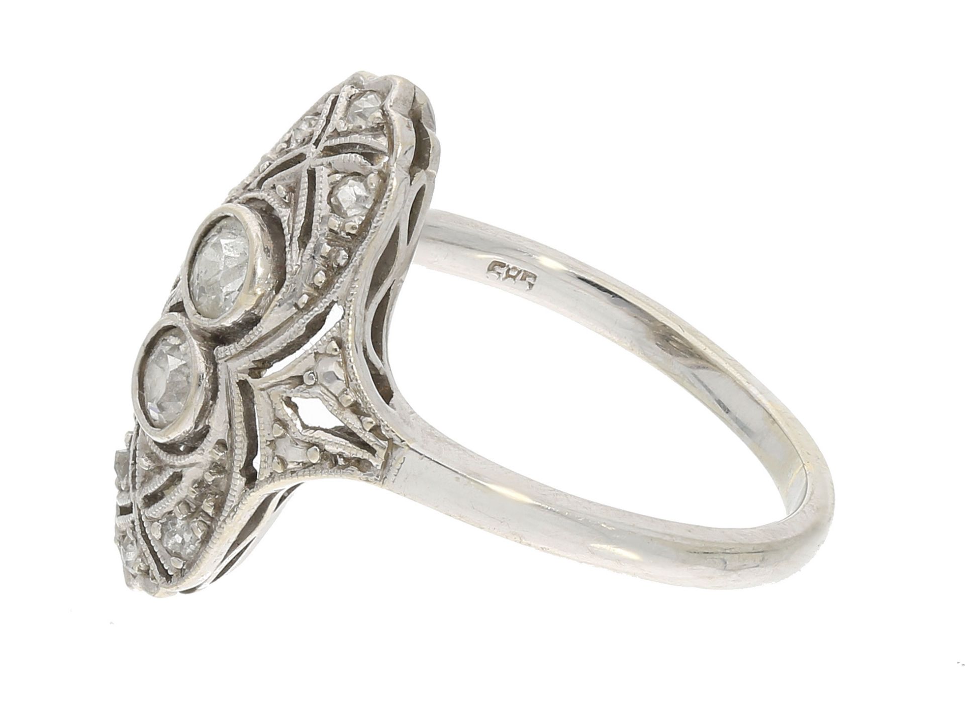 Ring: antiker Goldschmiedering mit Altschliffdiamanten - Image 2 of 3
