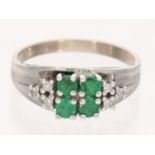 Ring: vintage Smaragd/Diamant-Goldschmiedering aus 14K Weißgold