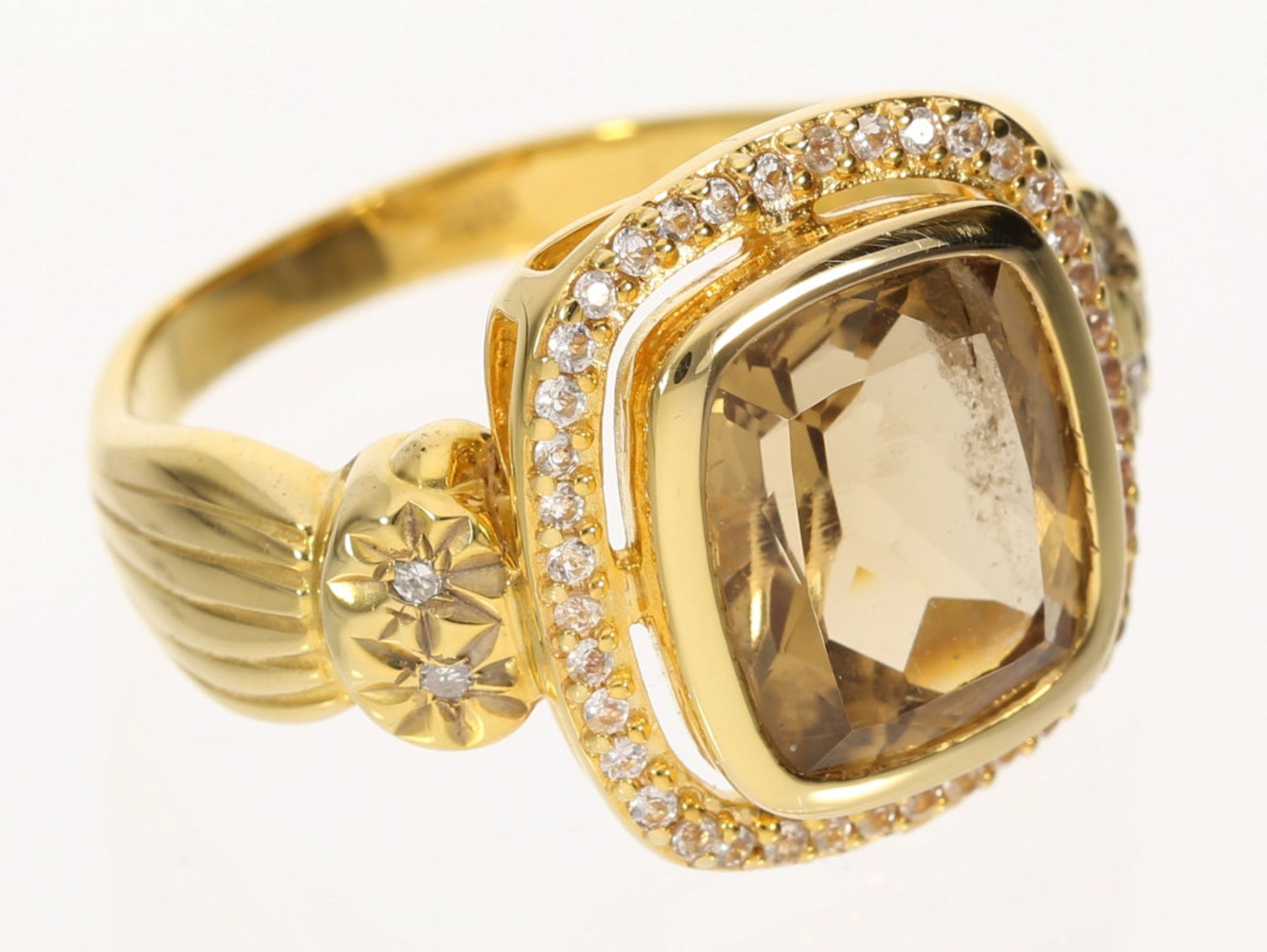 Ring: dekorativer vintage Citrin/Brillant-Goldschmiedering - Image 2 of 3
