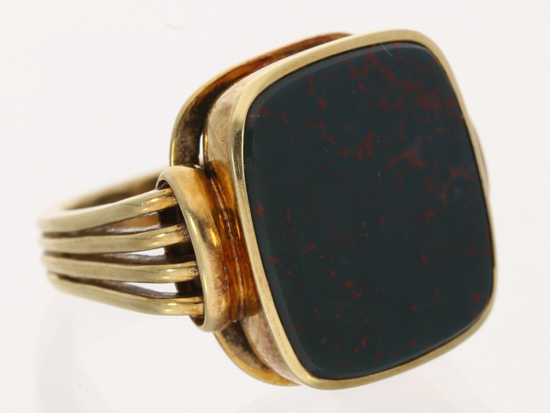 Ring: breiter goldener Siegelring mit Jaspis, vintage Handarbeit - Bild 3 aus 4