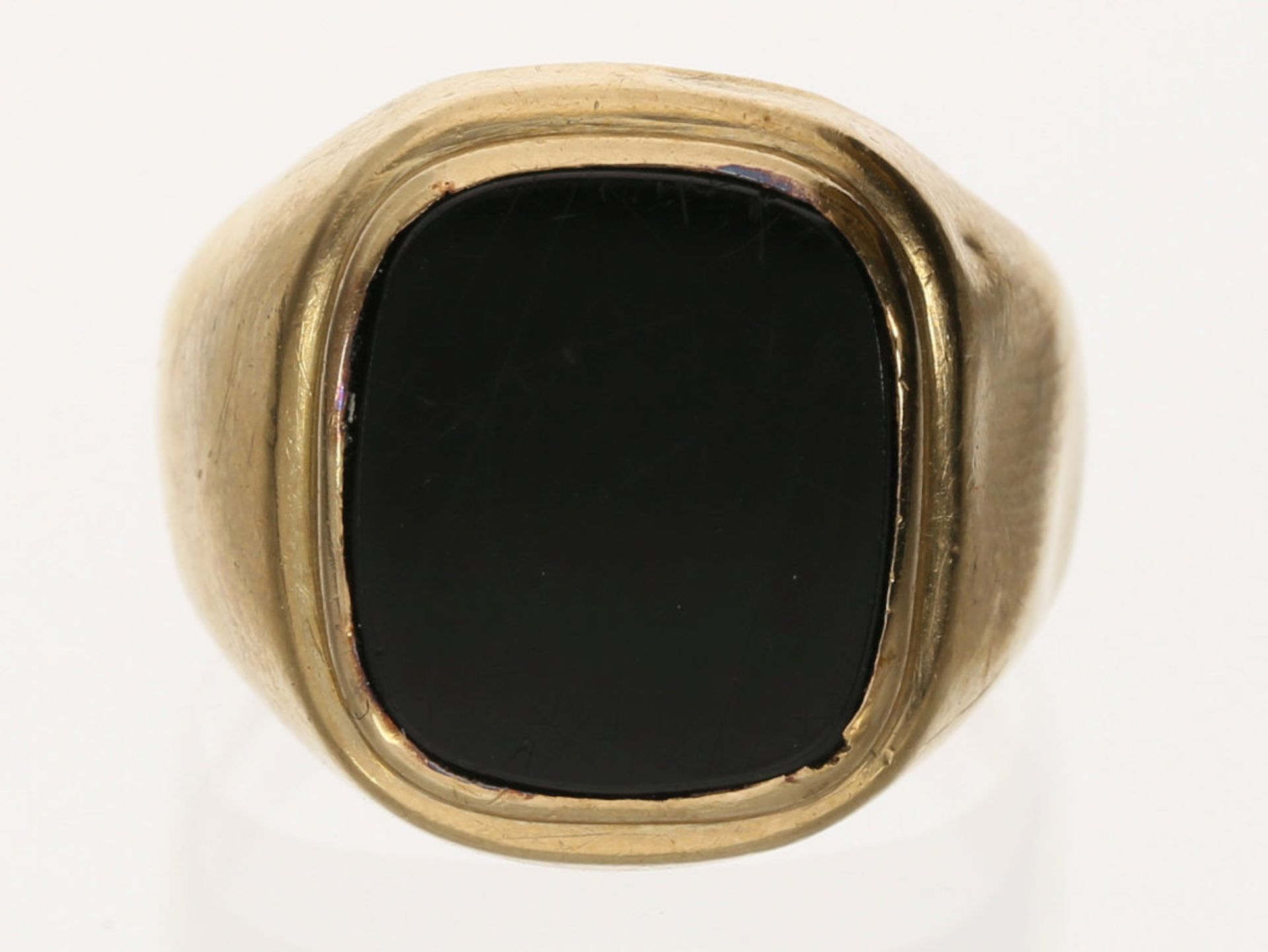 Ring: goldener vintage Herrenring mit Onyx