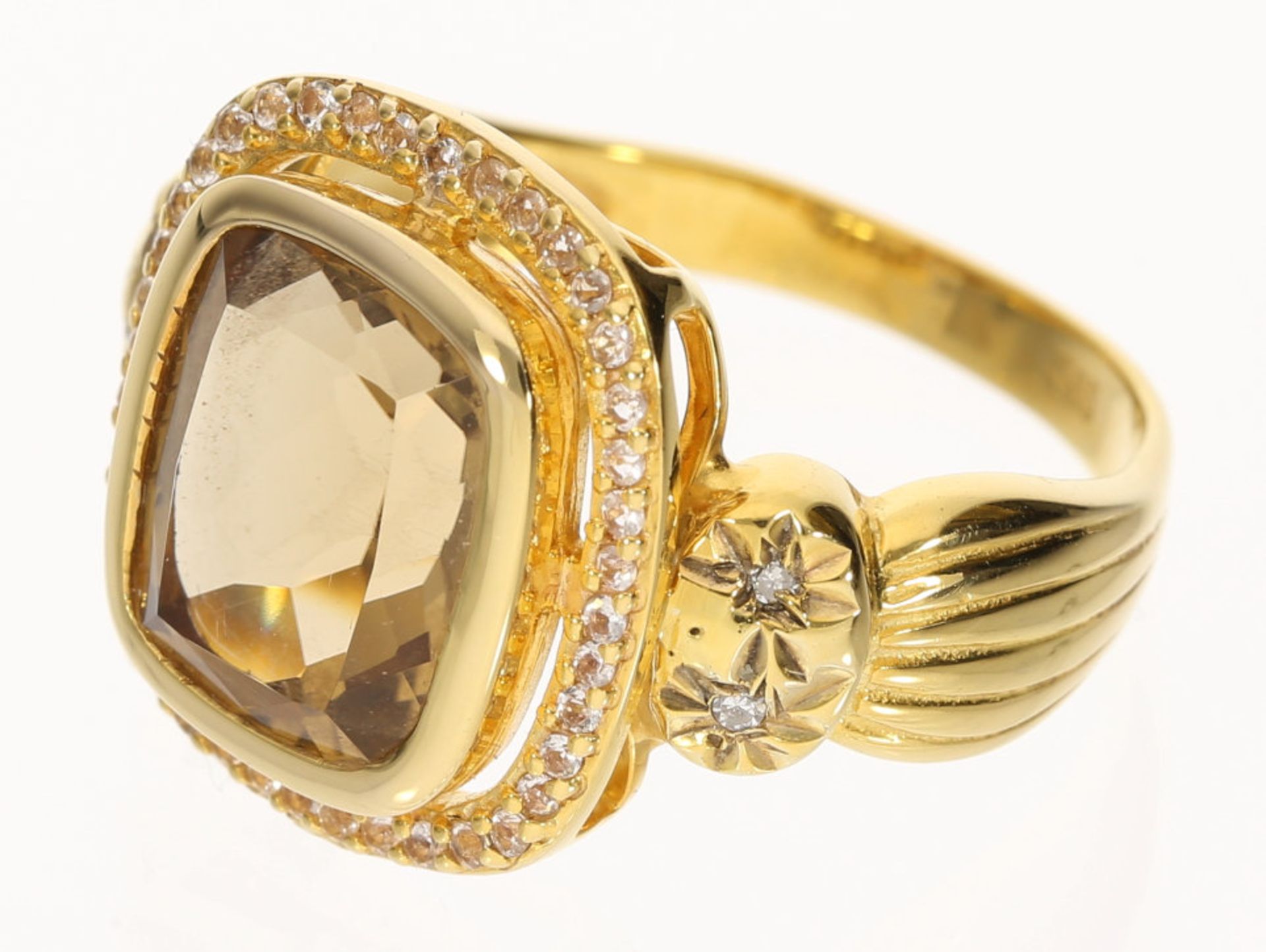 Ring: dekorativer vintage Citrin/Brillant-Goldschmiedering - Image 3 of 3