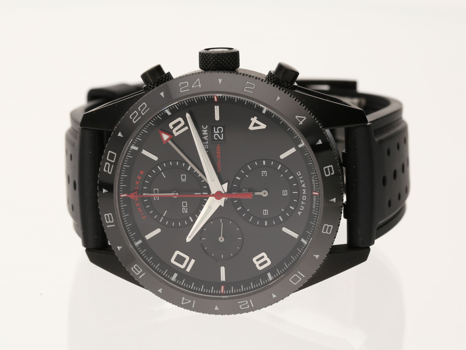 Armbanduhr: sportliche, neuwertige Herrenuhr, Montblanc "Time Walker" Chronograph UTC, Ref:116101