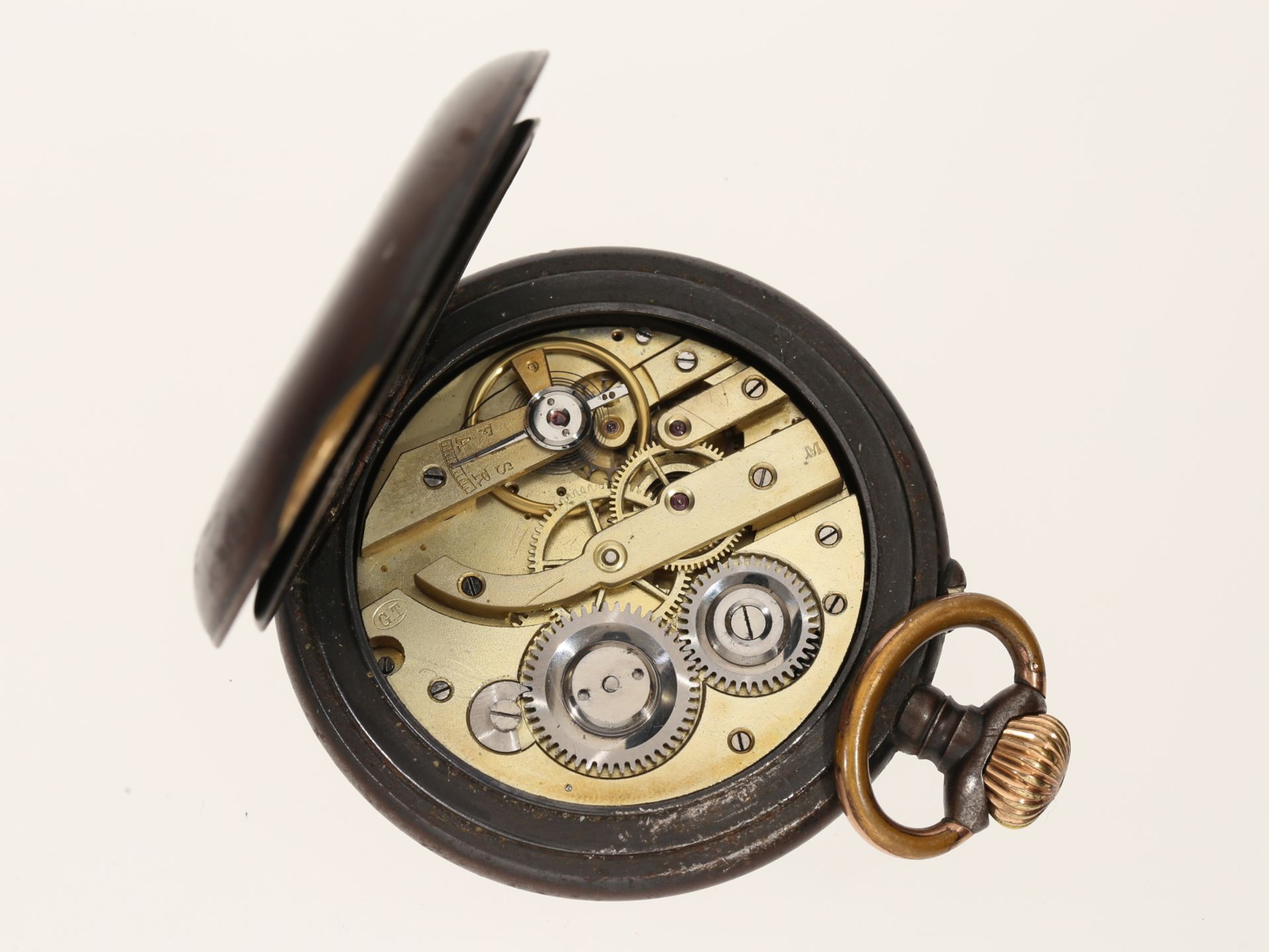 Taschenuhr: seltene digitale Taschenuhr mit springender Stunde und springender Minute, um 1900 - Bild 4 aus 5