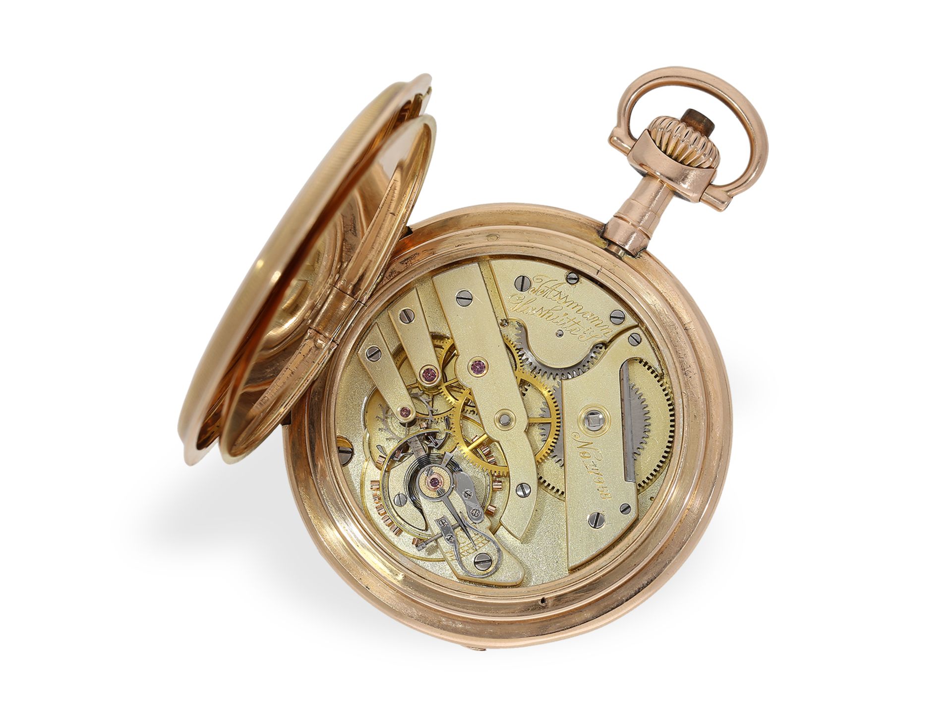 Pocket watch: rare, large Glashütte gold hunting case watch "Louis XV", Julius Assmann No.17958, ca. - Image 2 of 6