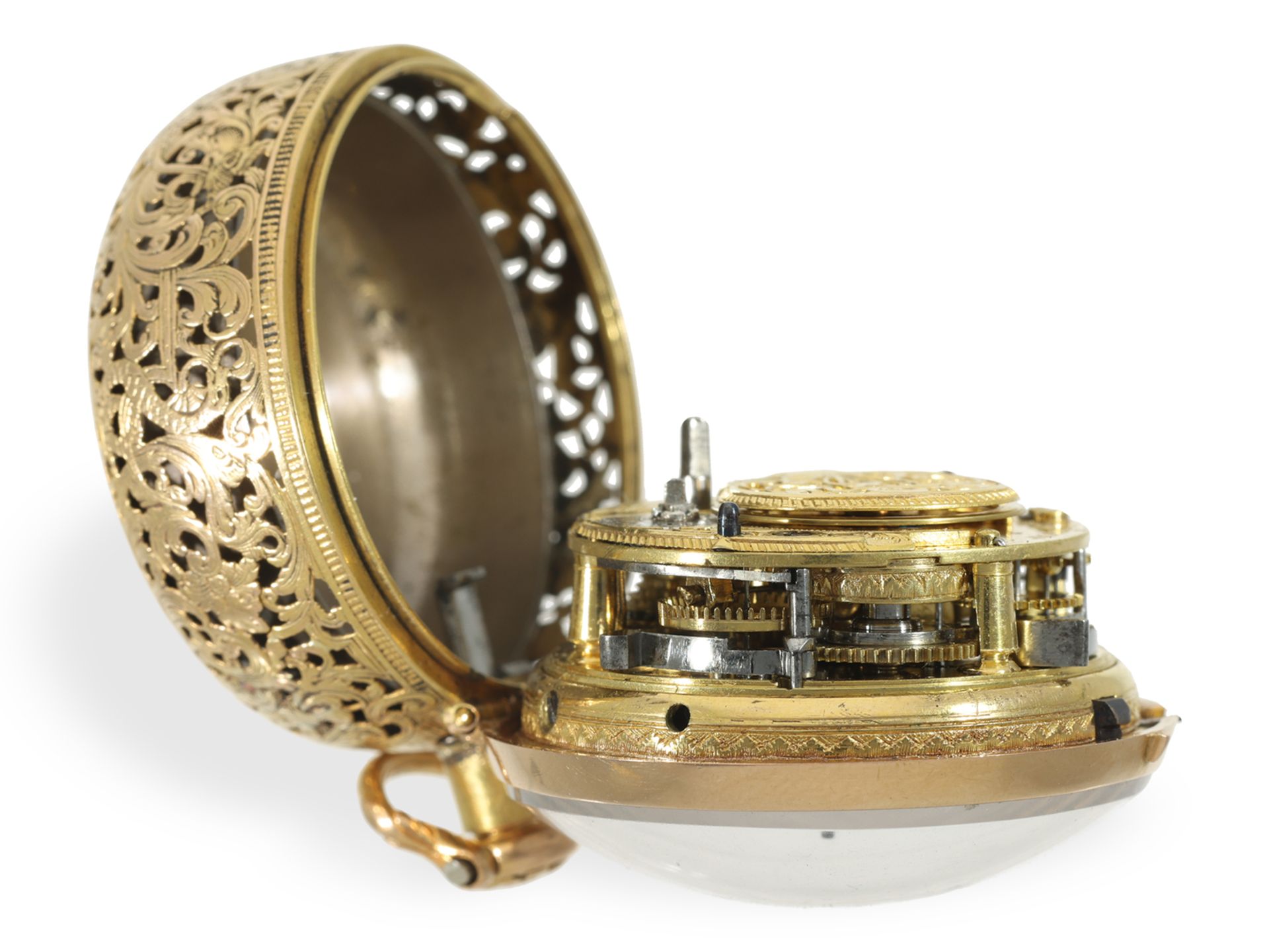 Important, museum-quality gold/enamel repoussé pocket watch with half-quarter repeater, A. Benson Lo - Image 9 of 15