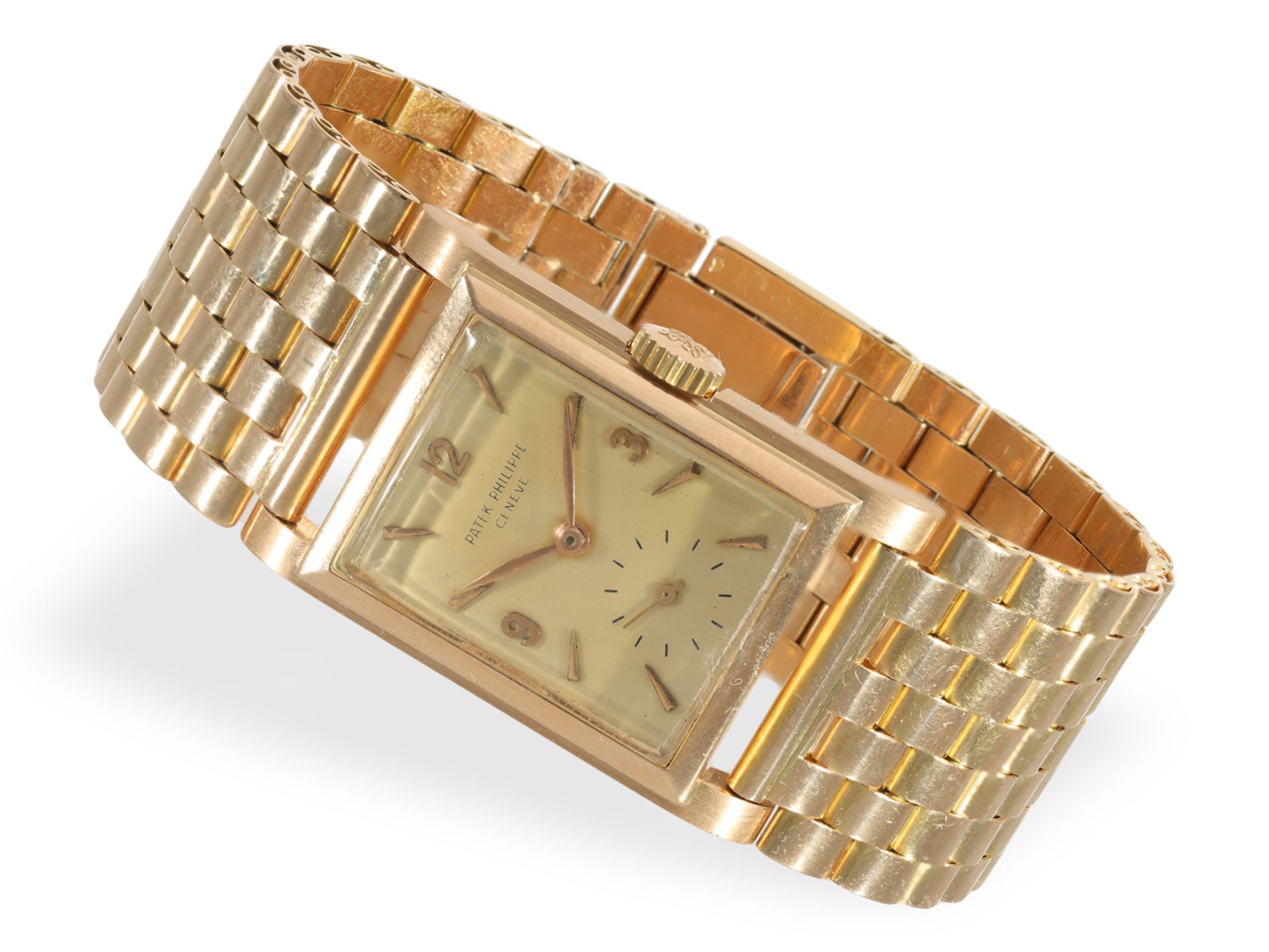 Wristwatch: very large pink gold Patek Philippe men's watch, ca. 1950, No. 970684