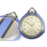 Pocket watch/form watch: unusual Art Deco dress watch with enamelled drop-shaped case, Mido brand, 1