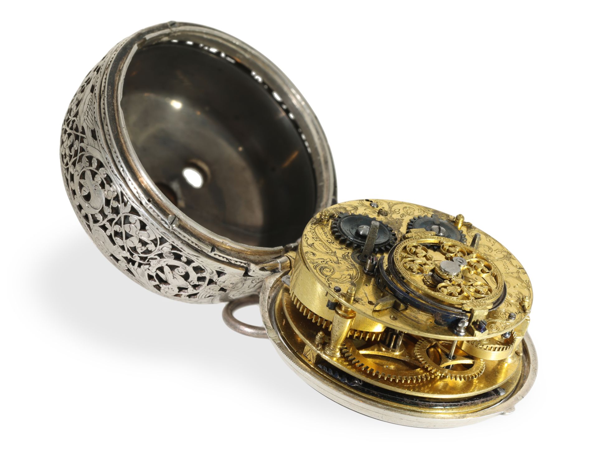 Pocket watch: early single-hand oignon with alarm, Jean Hubert Rouen, ca. 1680 - Image 9 of 12