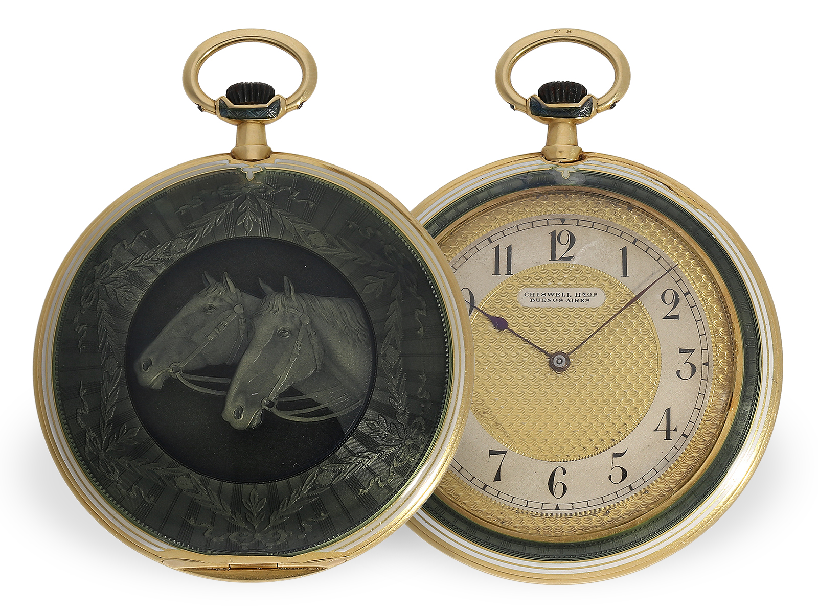Pocket watch: exquisite, super thin gold/enamel lepine of exceptional quality, Movado Ref.5420, for 