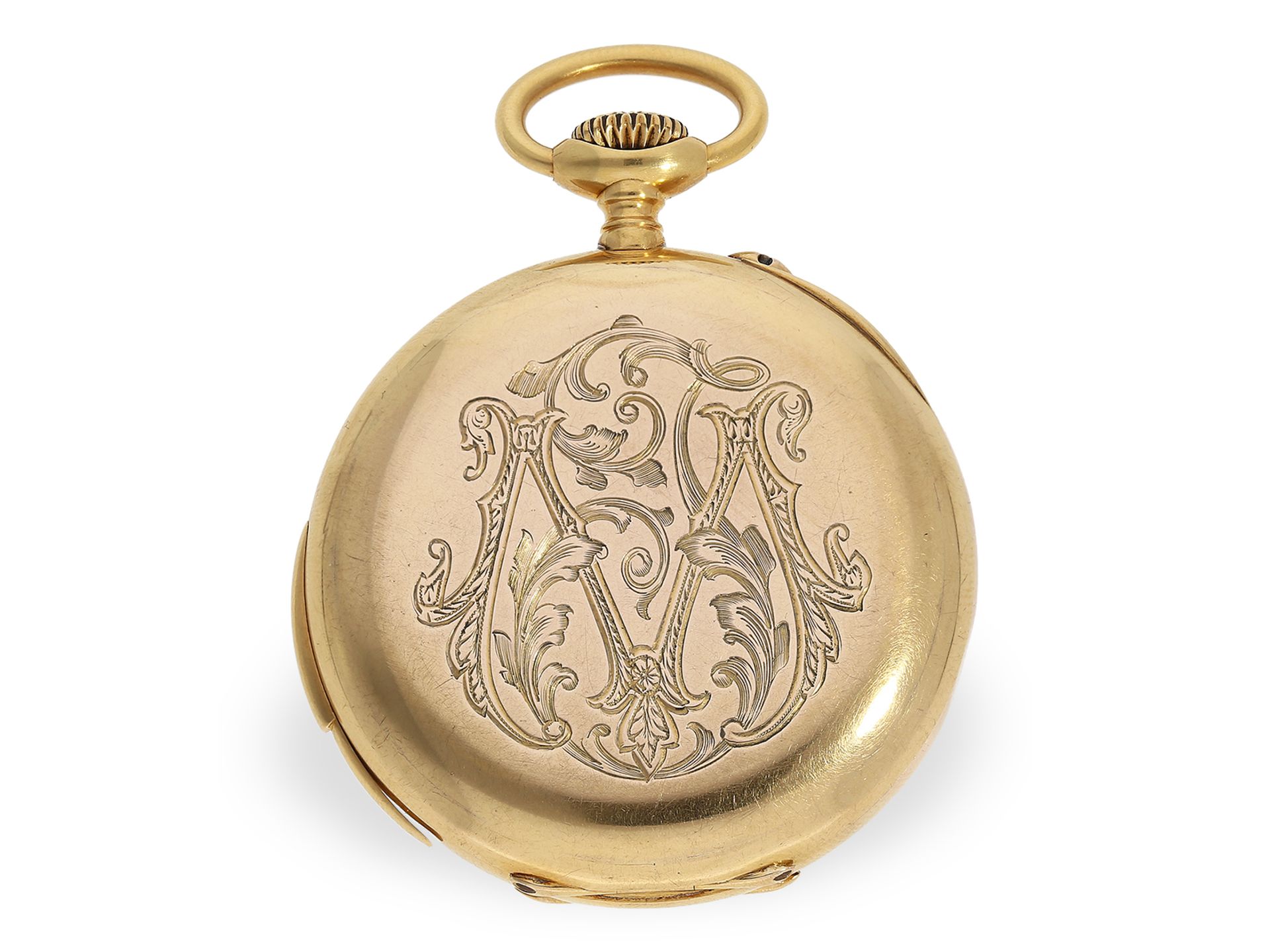 Fine 18K precision pocket watch with quarter repeater, probably Le Coultre, ca. 1900 - Image 5 of 5