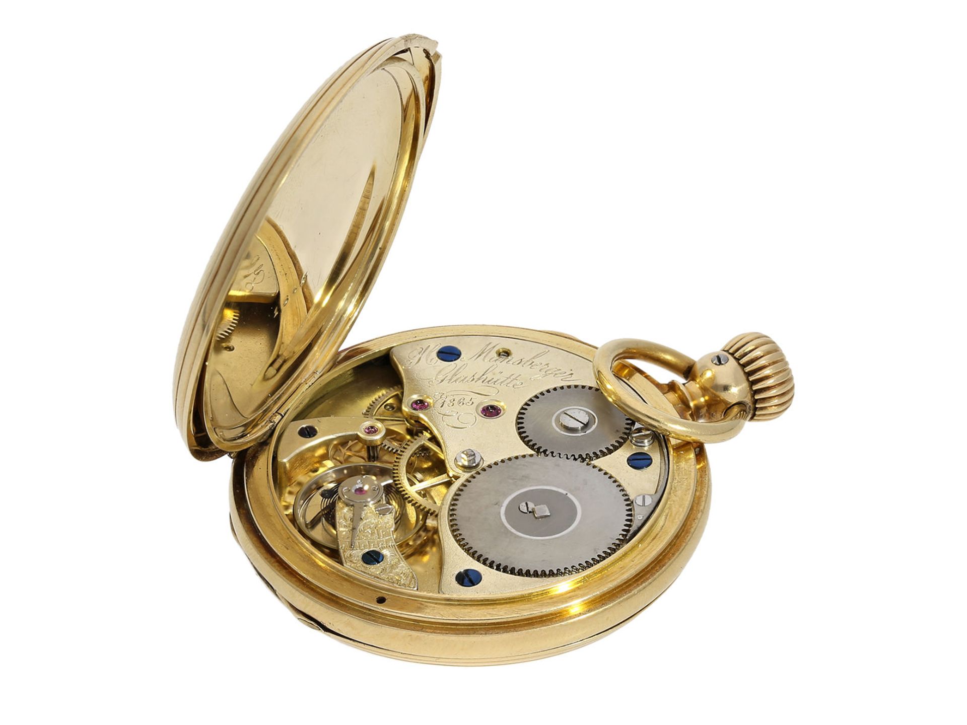 Pocket watch: Glashütte rarity, very early and small gold hunting case watch, signed Mansberger Glas - Image 2 of 8