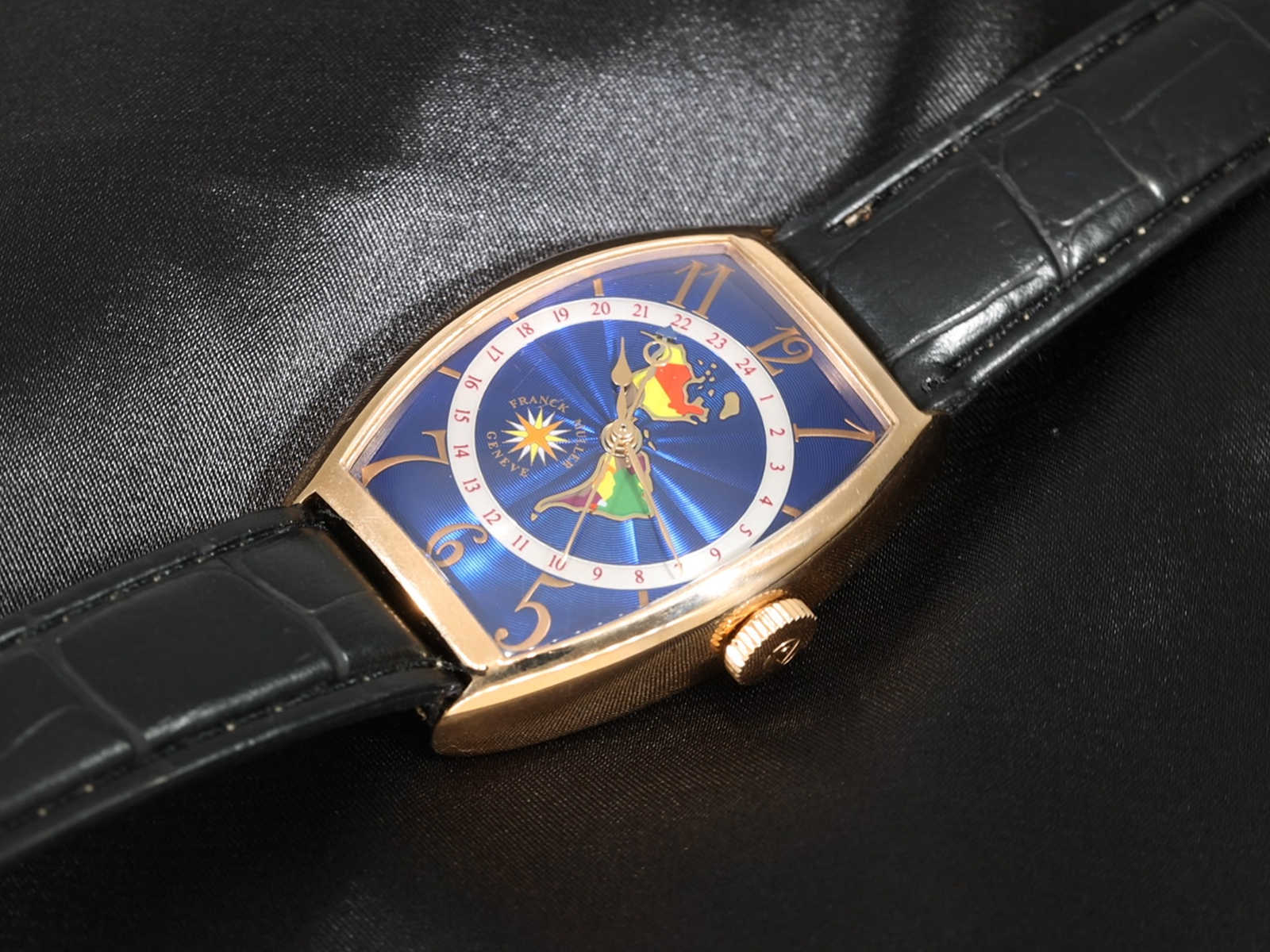 Armbanduhr: Äußerst seltenes Chronometer, Franck Muller Cloisonne "Americas" GMT Ref. 5850 WW, 18K R - Bild 7 aus 9
