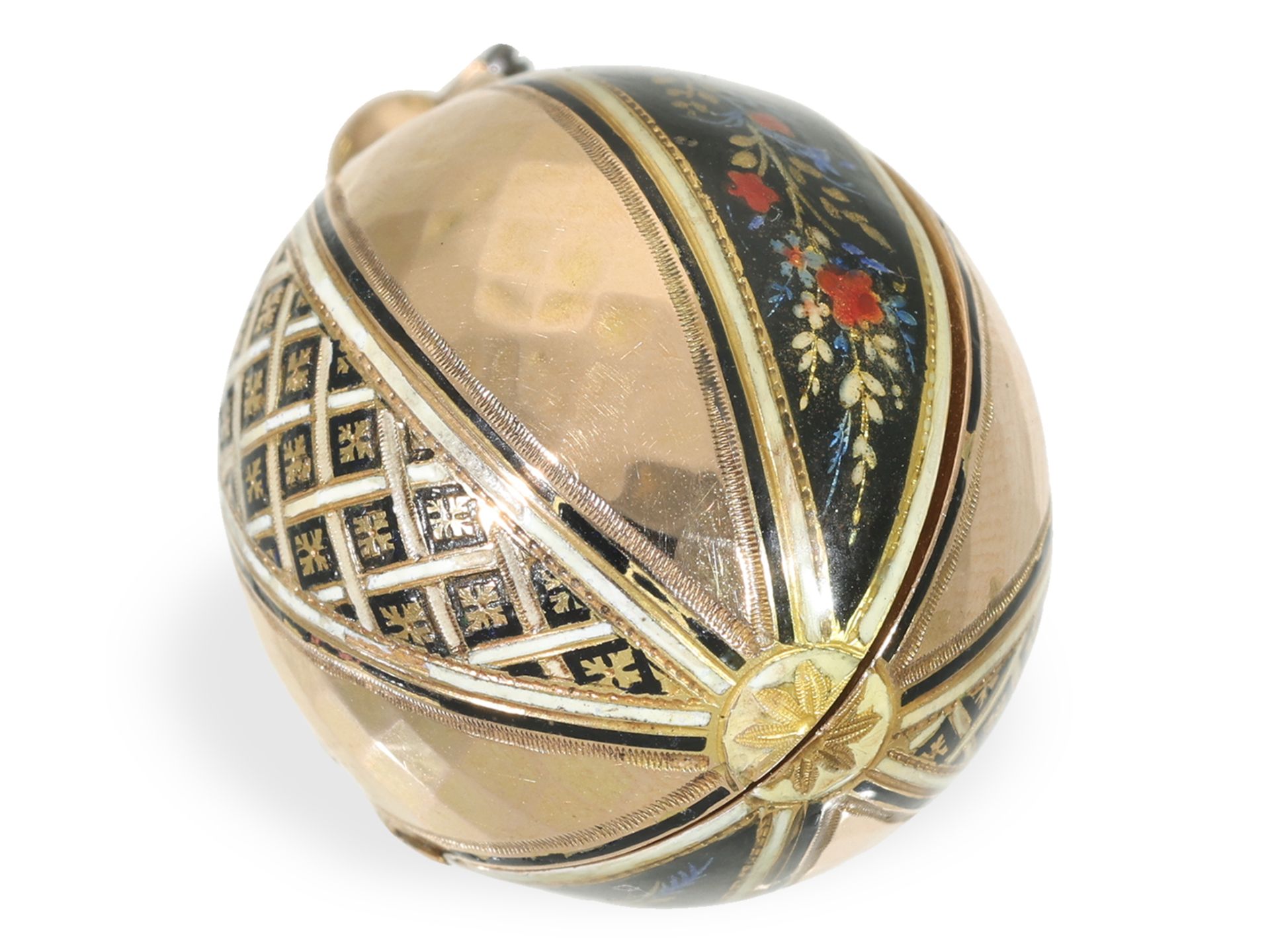 Form watch/pendant watch: rare gold/enamel form watch "Melon", Geneva around 1800 - Image 2 of 6