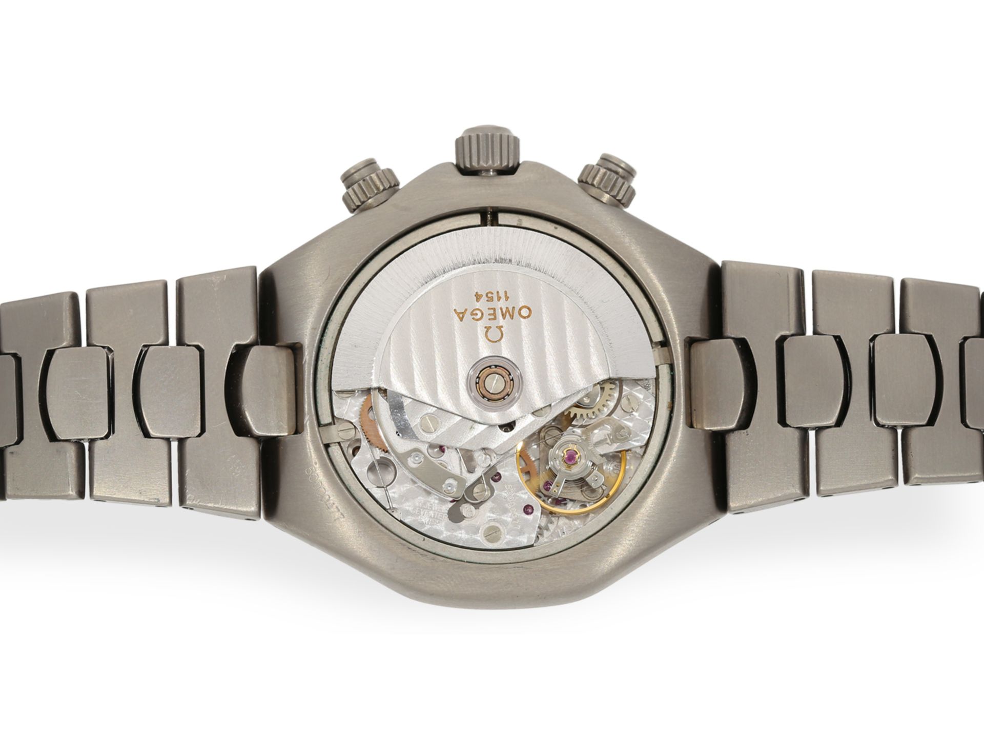 Armbanduhr: seltener Omega Seamaster Polaris Chronograph "Titane" Ref.3780885, 90er Jahre - Bild 5 aus 7