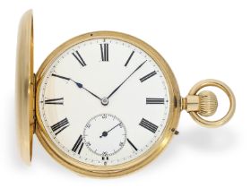 Schweres englisches Taschenchronometer mit sehr interessantem Werk und speziellem Aufzug, Hallmarks