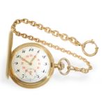 Taschenuhr: feine Goldsavonnette mit Präzisionswerk und goldener Uhrenkette, Record Watch um 1920