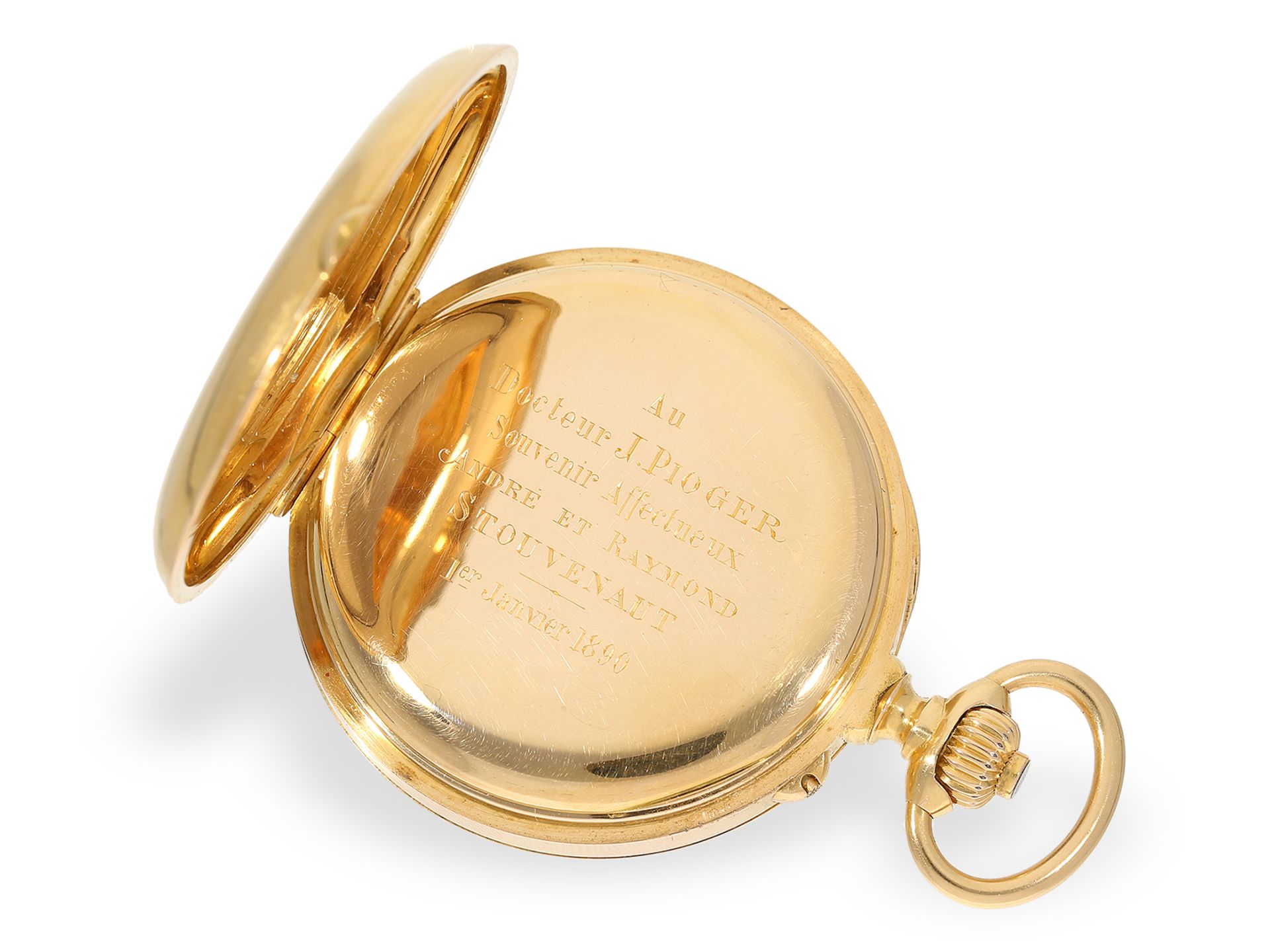 Taschenuhr: Bedeutendes Le Roy Chronometer mit Chronograph und zentralem Zähler, No.57137-3601, ca.1 - Bild 3 aus 6