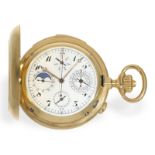 Pocket watch: heavy astronomical gold hunting case watch with 8 complications, C.Barbezat-Baillot, L