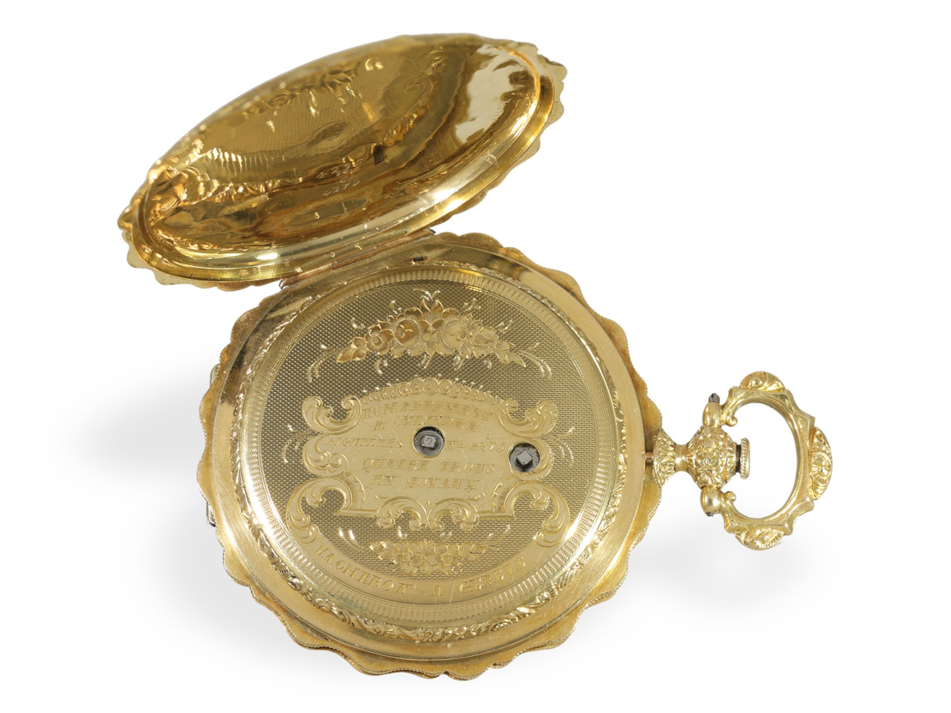 Taschenuhr: äußerst prächtige, frühe Goldsavonnette um 1830, Vacheron Geneve - Bild 6 aus 7