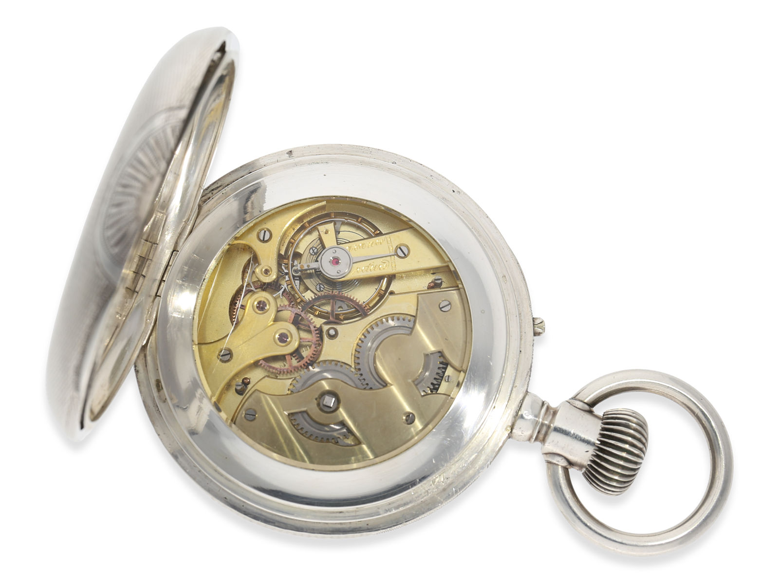 Pocket watch: extraordinarily large Russian calendar watch, Ankerchronometer in a heavy silver case, - Image 3 of 5