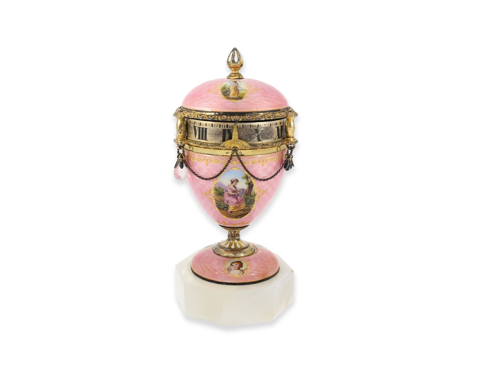 Table clock: rarity, Viennese enamel clock "Cercle Tournant", around 1920 - Image 6 of 8