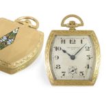 Taschenuhr: äußerst seltene Art Deco Gold/Emaille Frackuhr in Chronometerqualität , ca. 1925