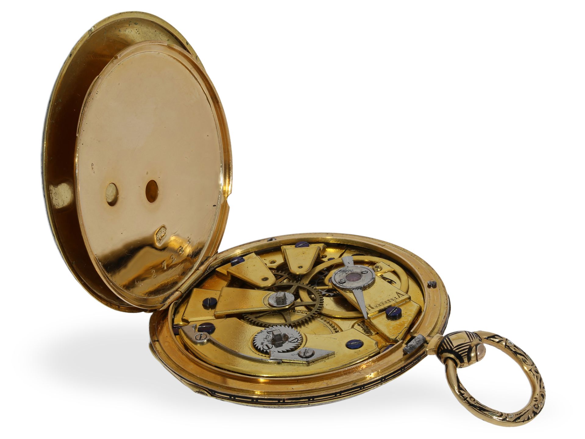 Pocket watch: excellently preserved gold/enamel lepine with decentral dial, ca. 1820 - Image 4 of 4