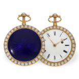 Pocket watch: very fine gold/enamel verge watch set with Oriental pearls and repeater, ca. 1800