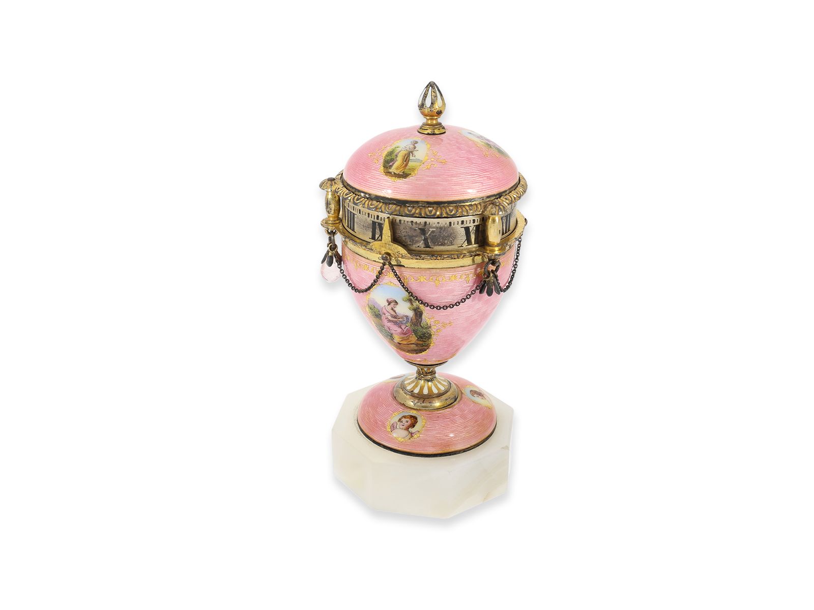 Table clock: rarity, Viennese enamel clock "Cercle Tournant", around 1920 - Image 7 of 8