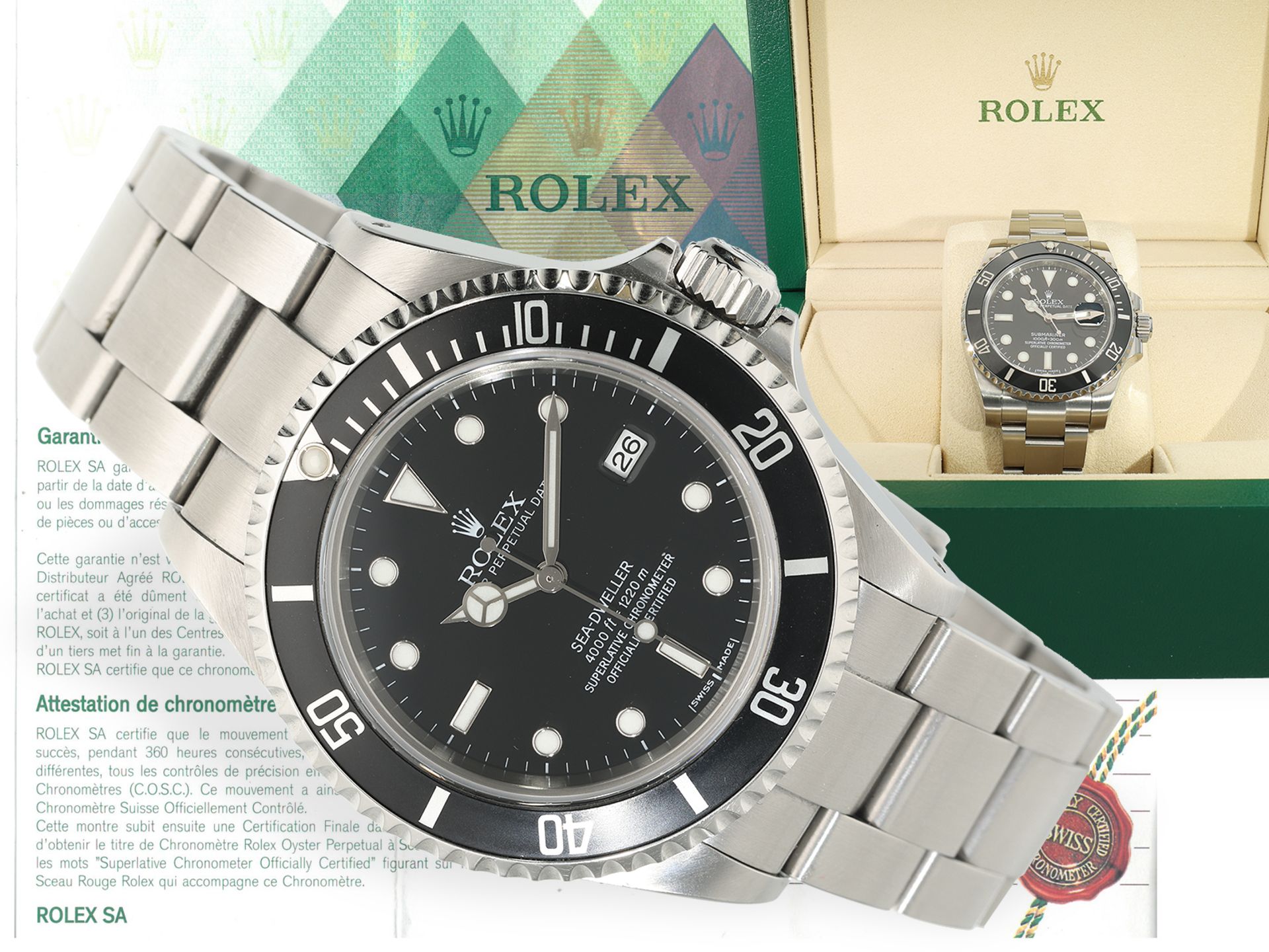 Armbanduhr: Rolex Sea-Dweller REF. 16600, Stahl, Box & Papiere, 2002/2003