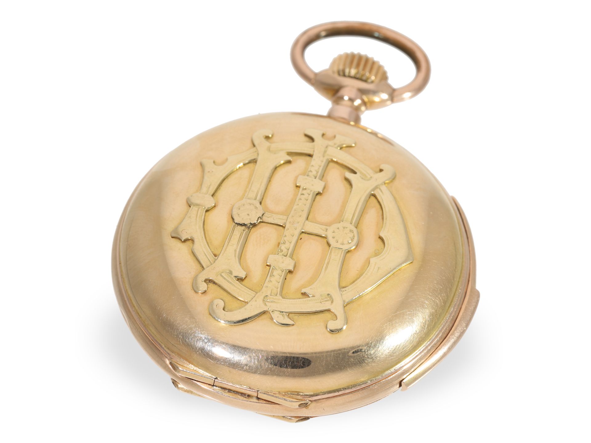 Pocket watch: heavy gold hunting case watch with minute repeater and erotic automaton, ca. 1900 - Image 4 of 6
