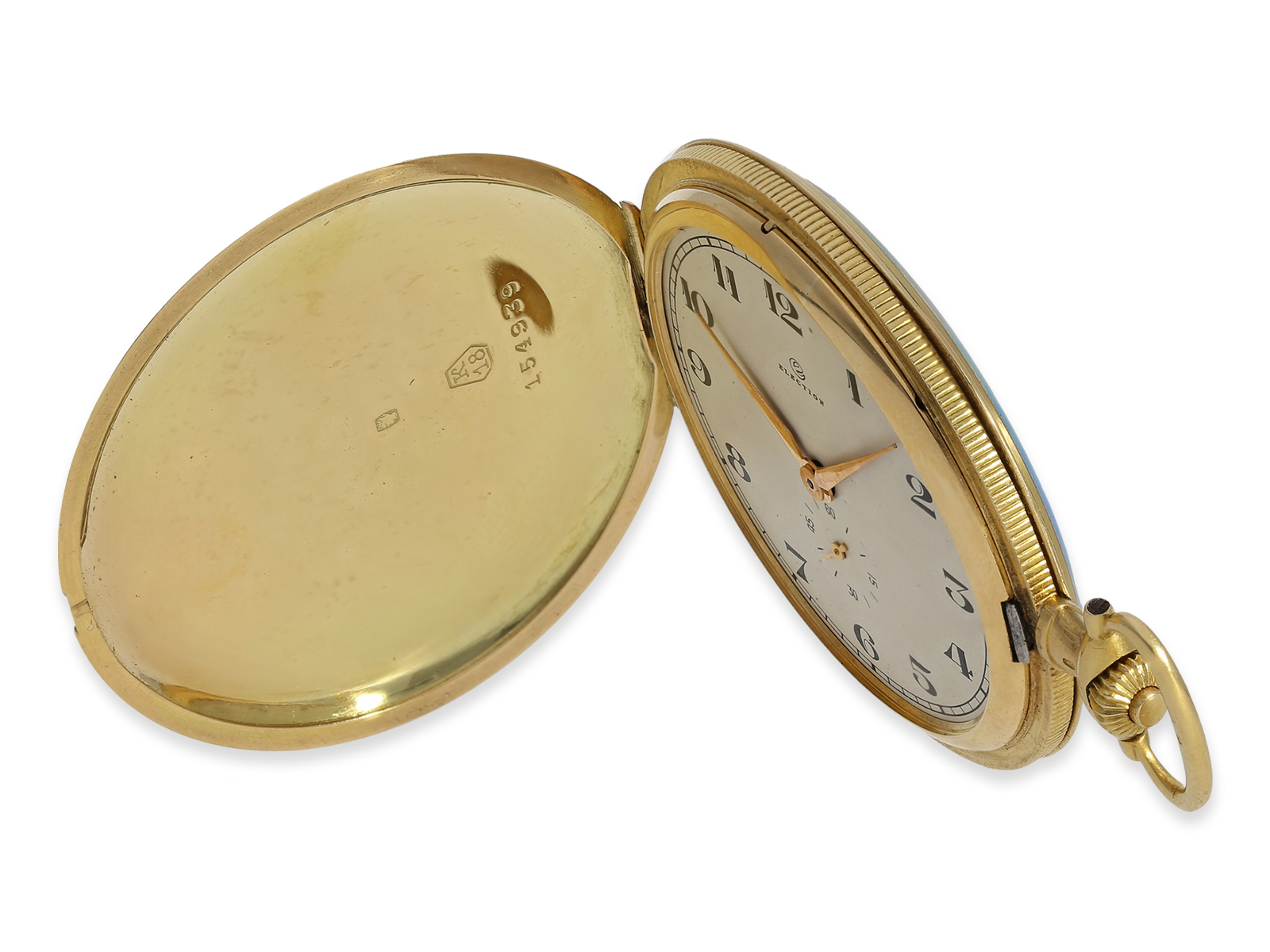 Pocket watch: extremely rare gold/enamel hunting case watch for the Indian market with representatio - Image 8 of 8
