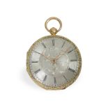 Pocket watch: exceptionally large, very fine verge watch with 4-colour gold case, ca. 1820