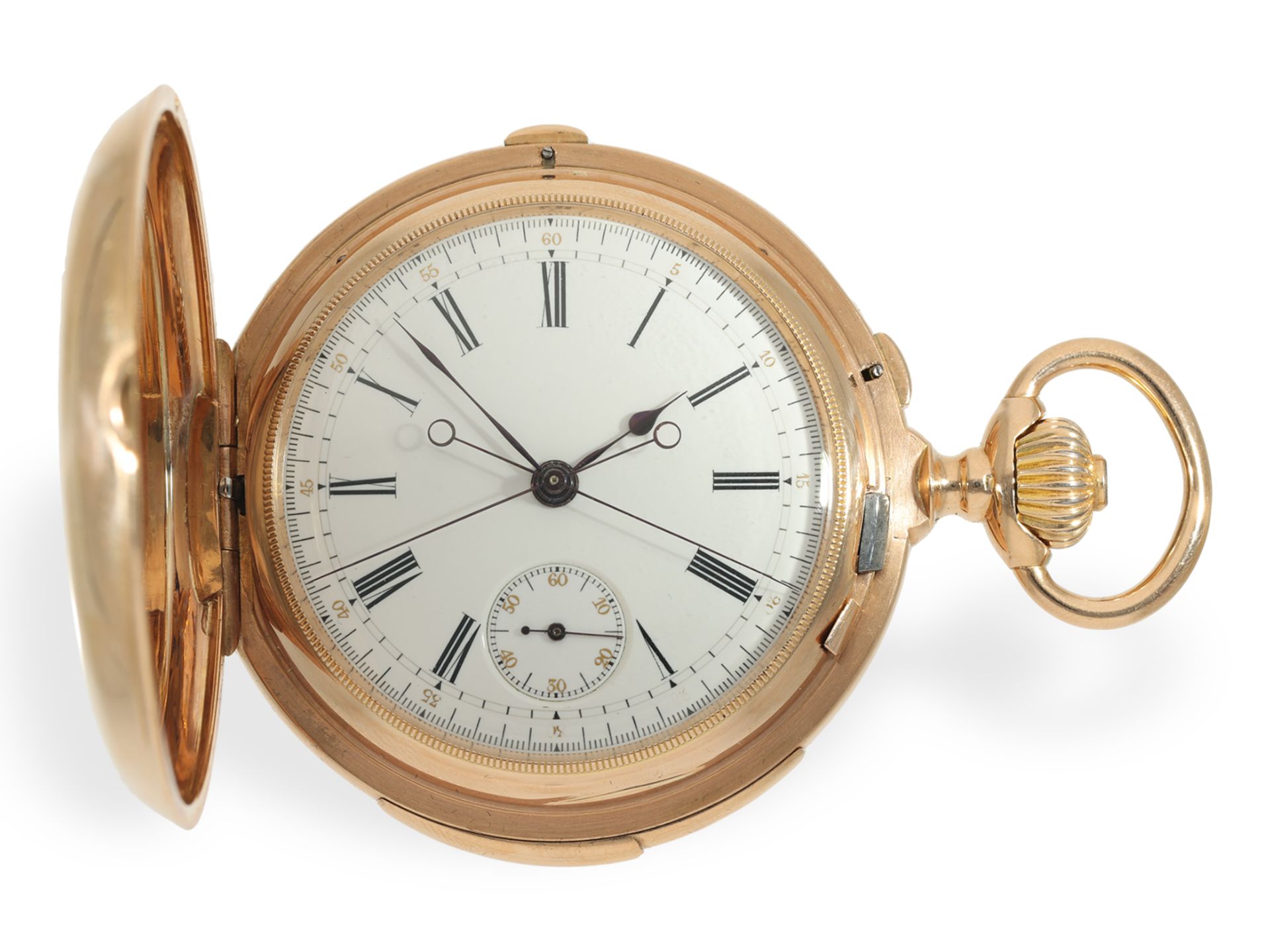 Pocket watch: important Geneva chronometer with split-seconds chronograph and minute repeater, ca. 1