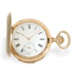 Pocket watch: large gold hunting case watch with minute repeater, Le Coultre ca. 1900, top quality