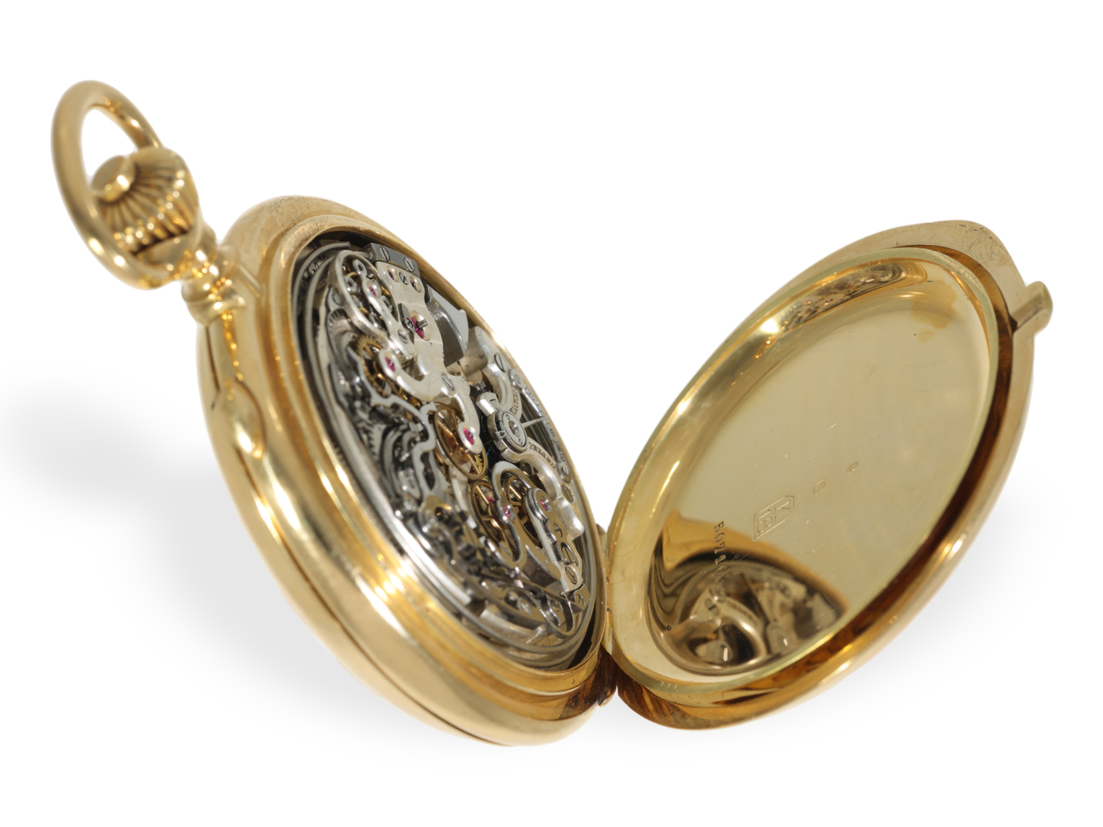 Pocket watch: heavy astronomical gold hunting case watch with 8 complications, C.Barbezat-Baillot, L - Image 4 of 7