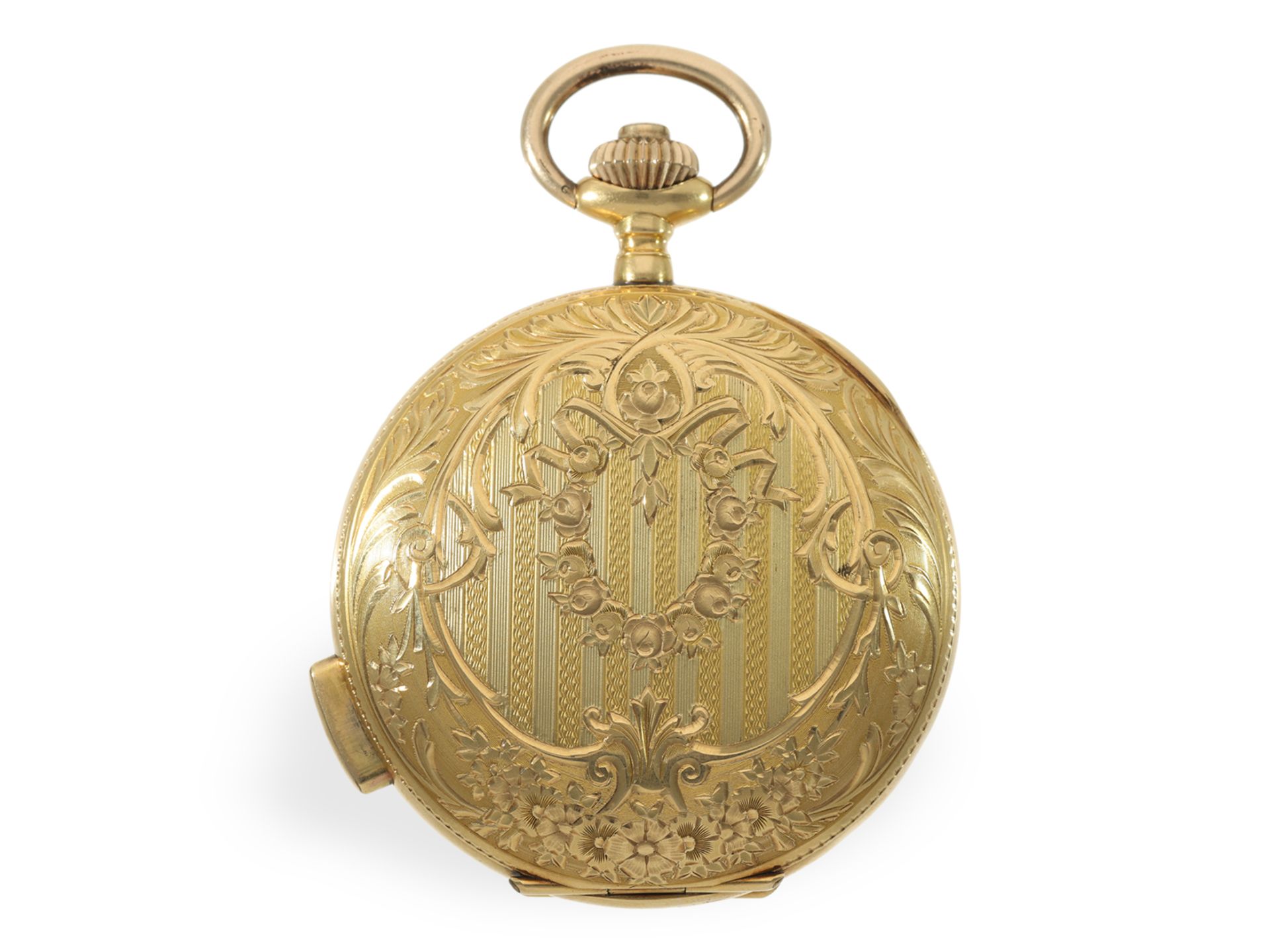 Pocket watch: fine gold hunting case watch with minute repeater and splendour case, ca. 1910 - Image 2 of 6