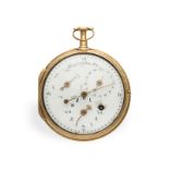 Pocket watch: absolute rarity, Pouzait with jumping seconds and calendar, signed Pouzait, ca. 1790
