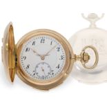 Pocket watch: impressive and extremely rare Glashütte gold hunting case watch with repeater, Glashüt