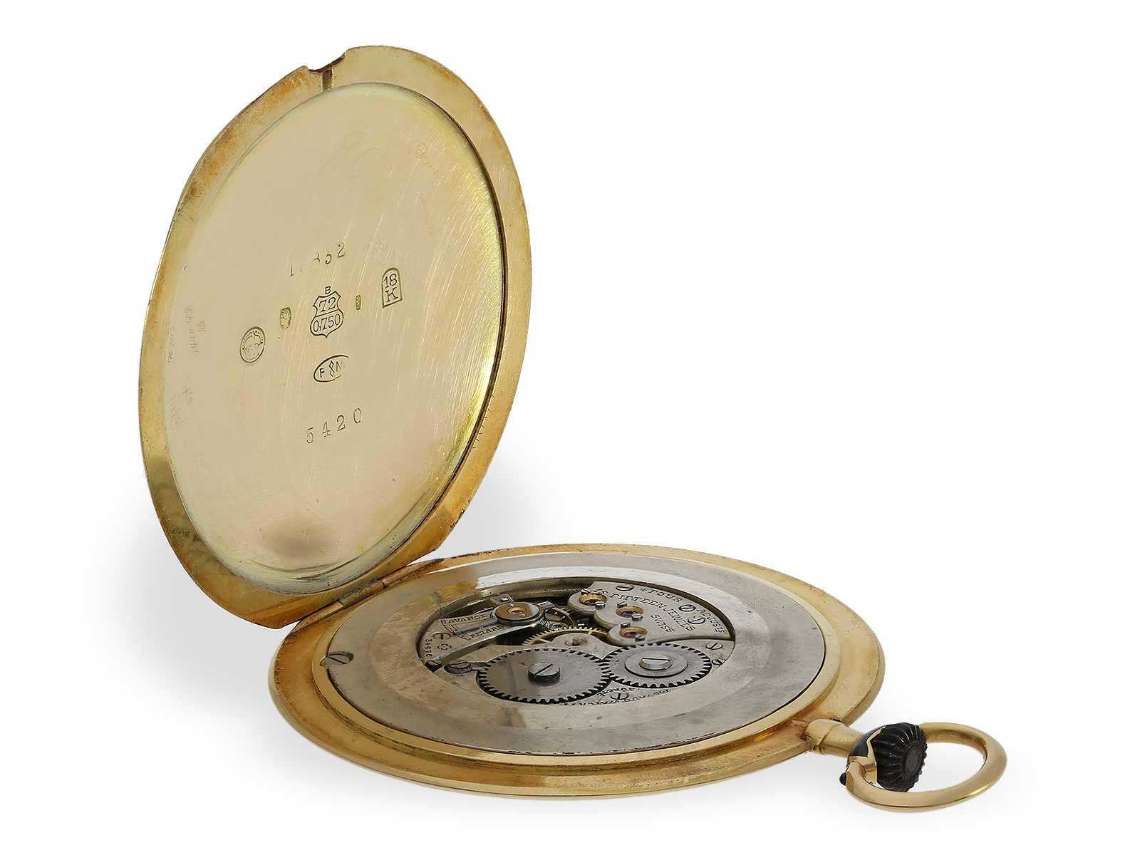Pocket watch: exquisite, super thin gold/enamel lepine of exceptional quality, Movado Ref.5420, for  - Image 4 of 4