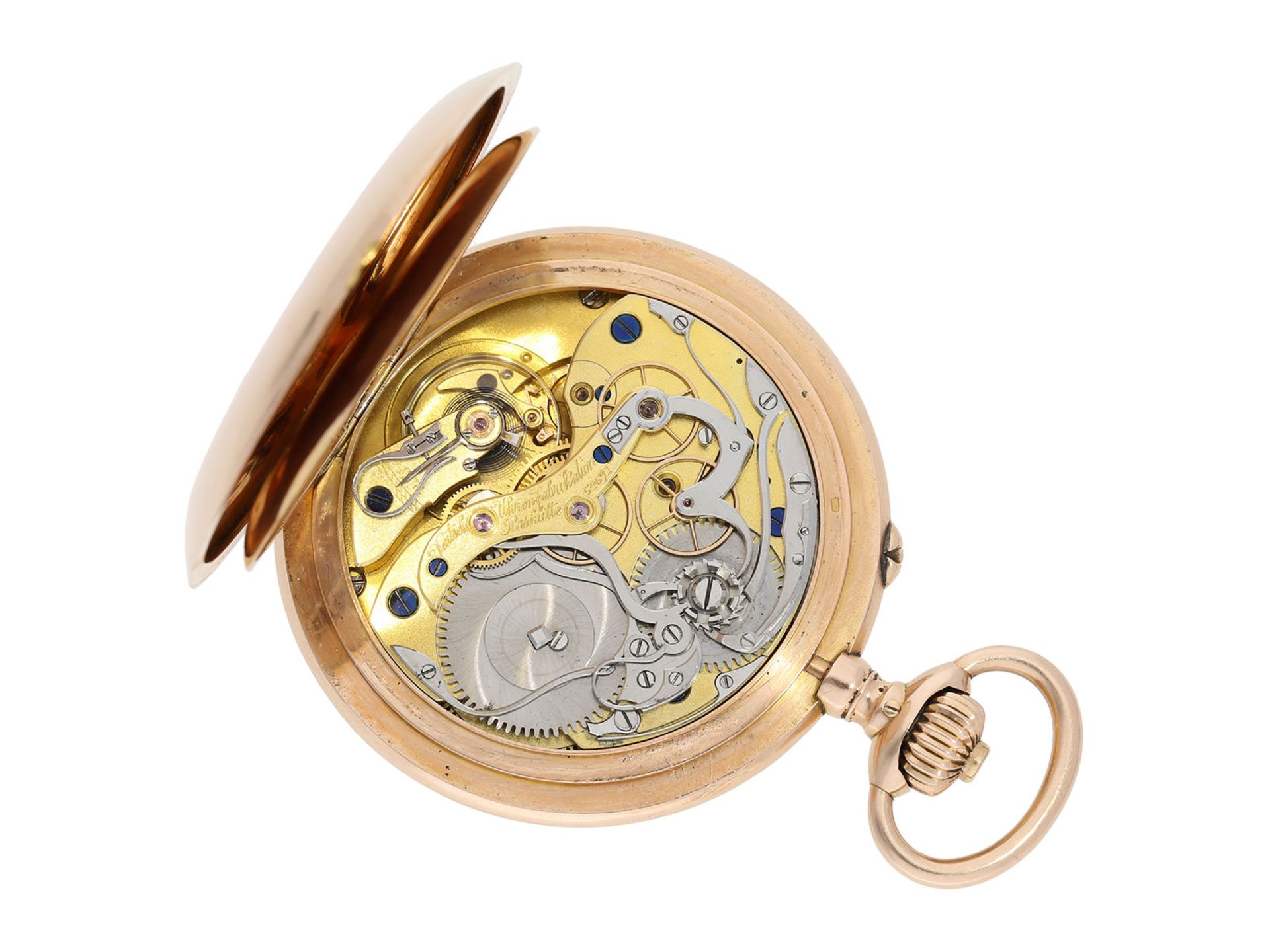 Pocket watch: extra large A. Lange & Söhne pink gold chronograph with register, No. 54691, Glashütte - Image 2 of 7