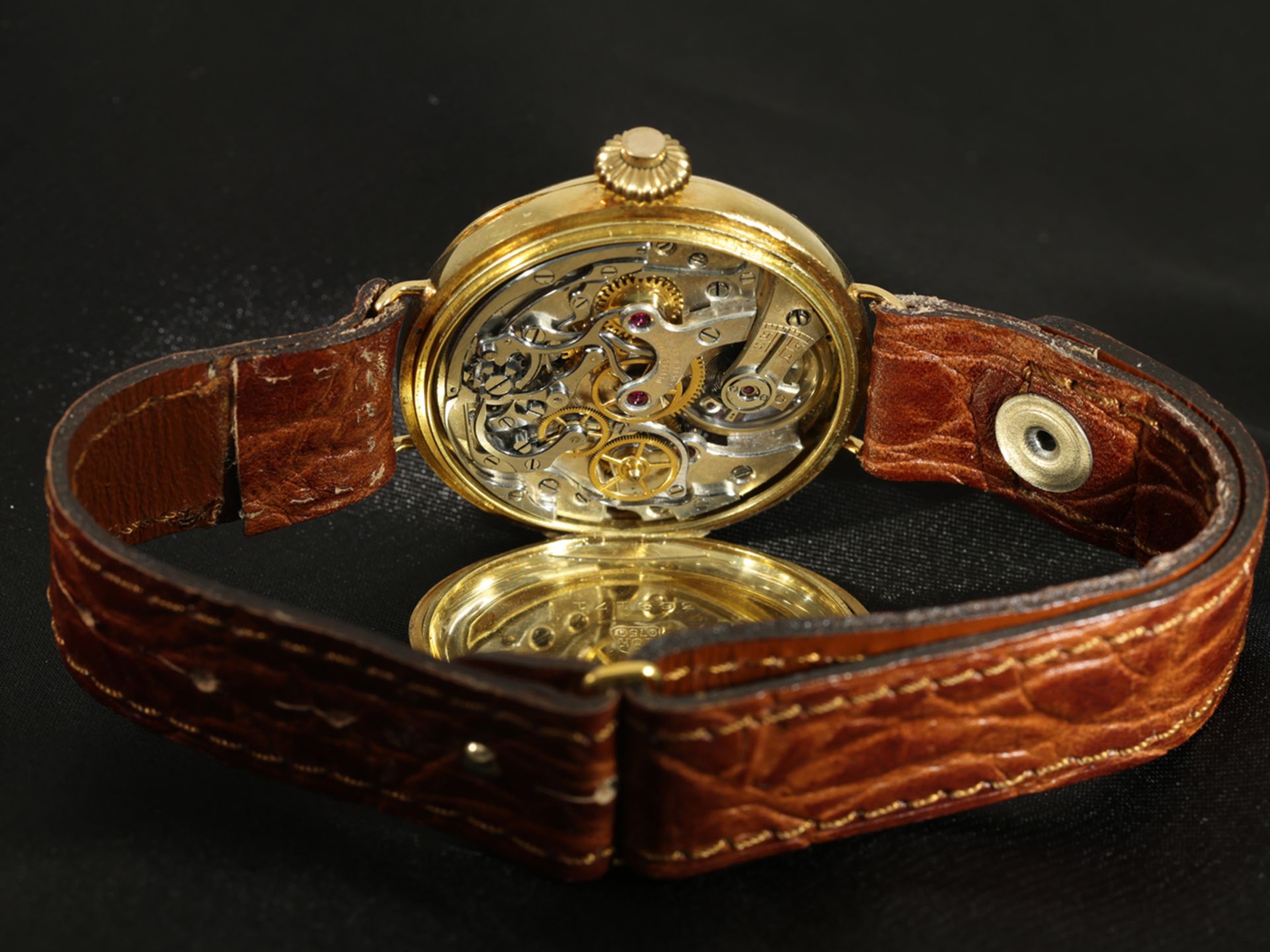 Armbanduhr: Rarität, einer der ersten Ulysse Nardin Chronographen um 1920, mit Originalbox und Origi - Bild 9 aus 9