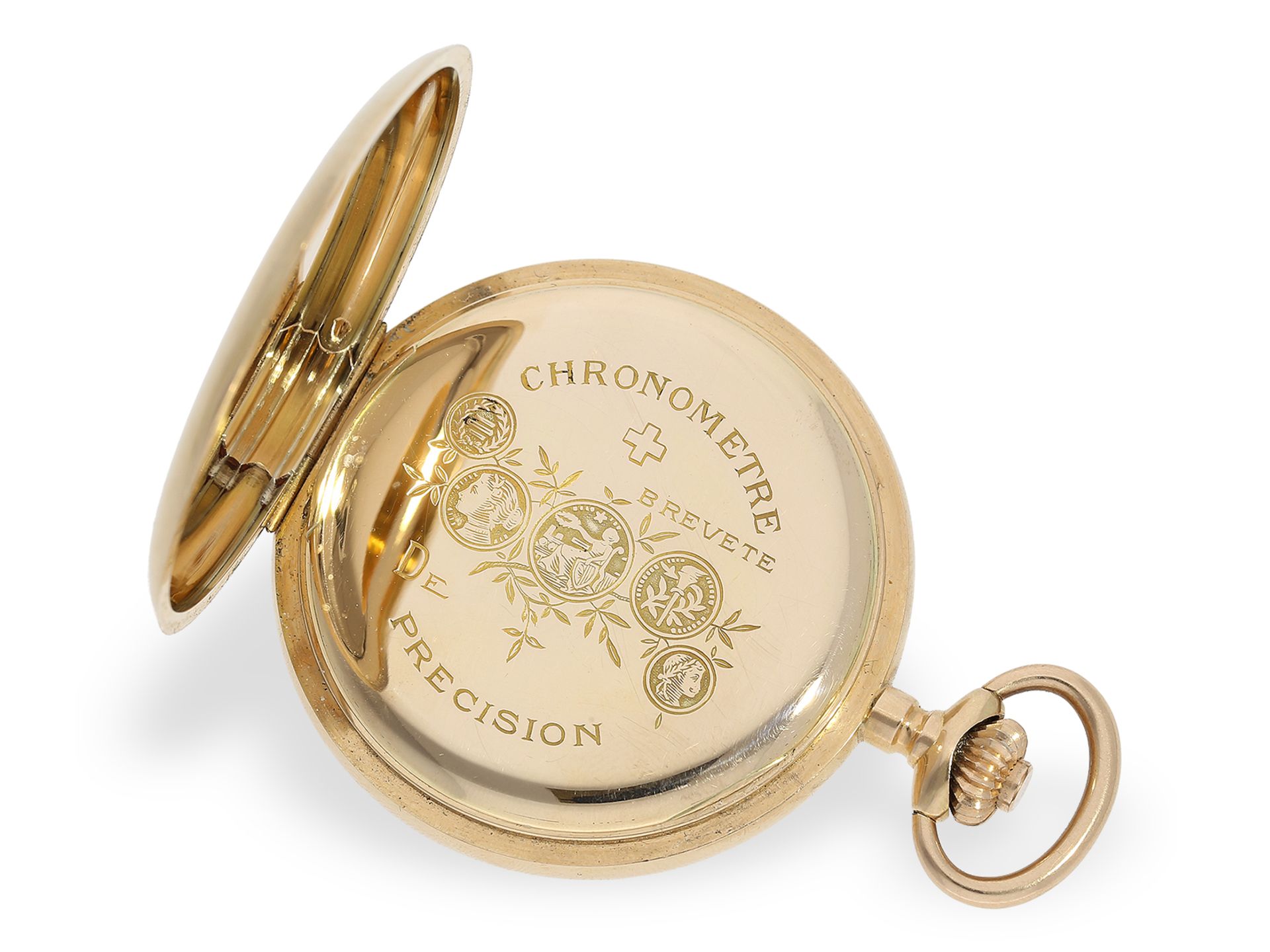 Hochfeine Goldsavonnette mit Chronometerhemmung, Taschenuhr "Chronometre Geneve", ca.1900 - Bild 3 aus 8